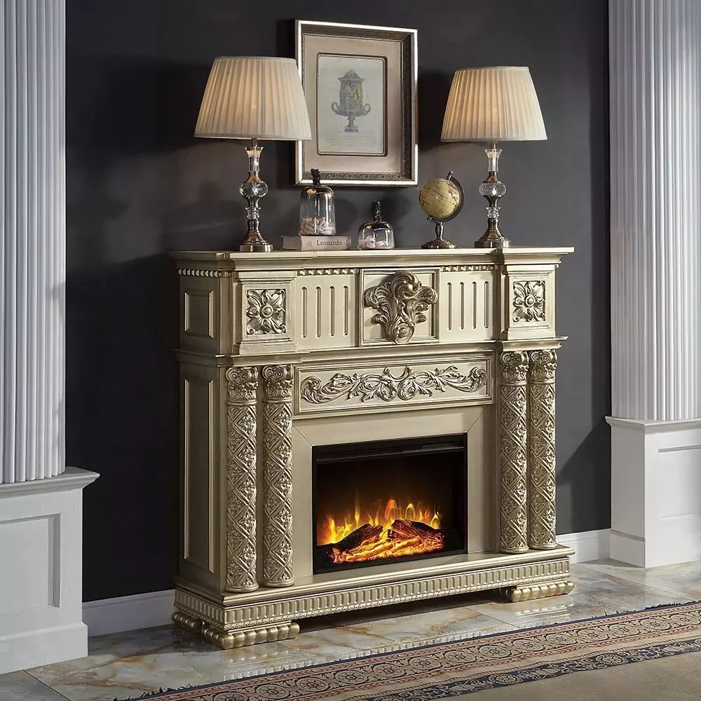 Vendome Gold Patina Rectangular Electric Fireplace from ACME