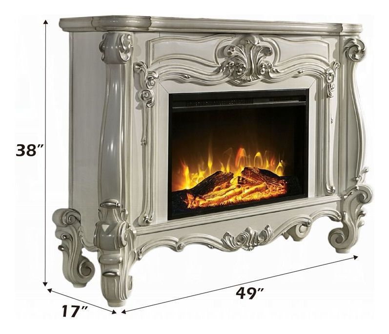 Versailles Bone White Rectangular Electric Fireplace