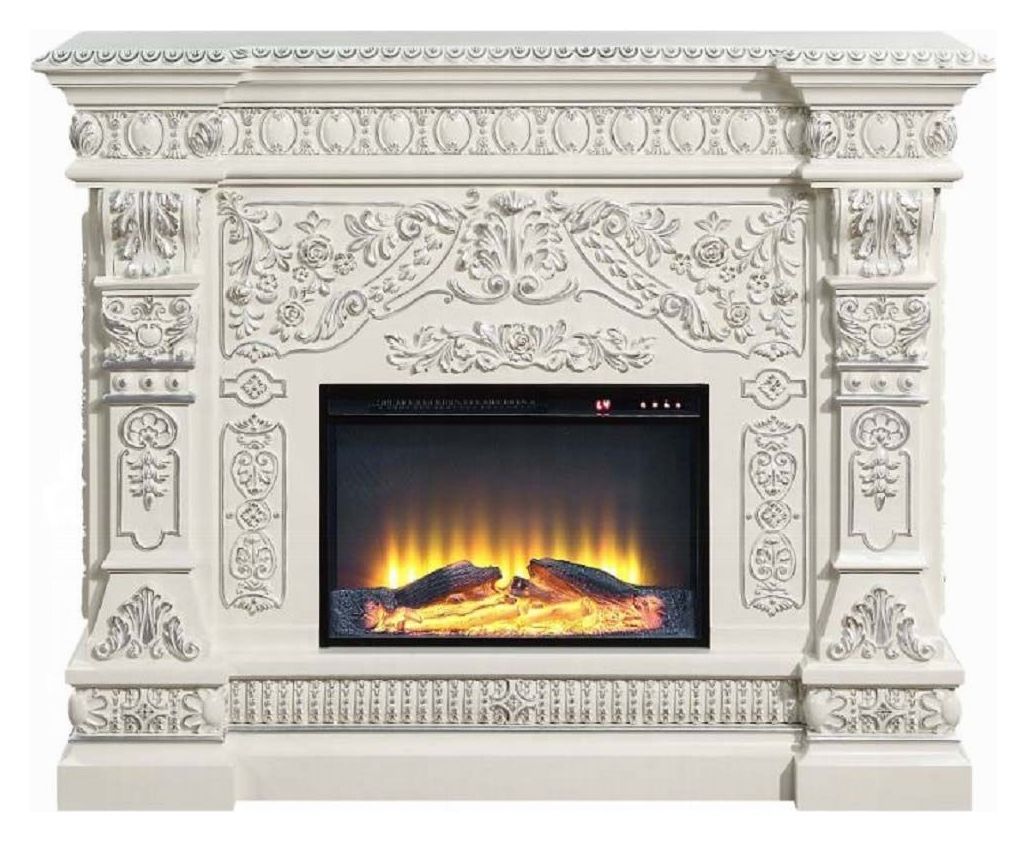 Vanaheim Antique White Rectangular Electric Fireplace from ACME