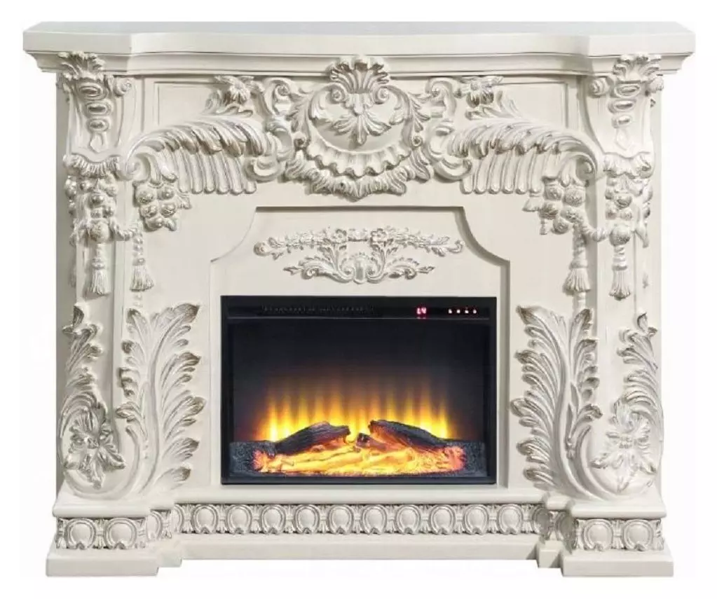 Adara Antique White Rectangular Electric Fireplace from ACME