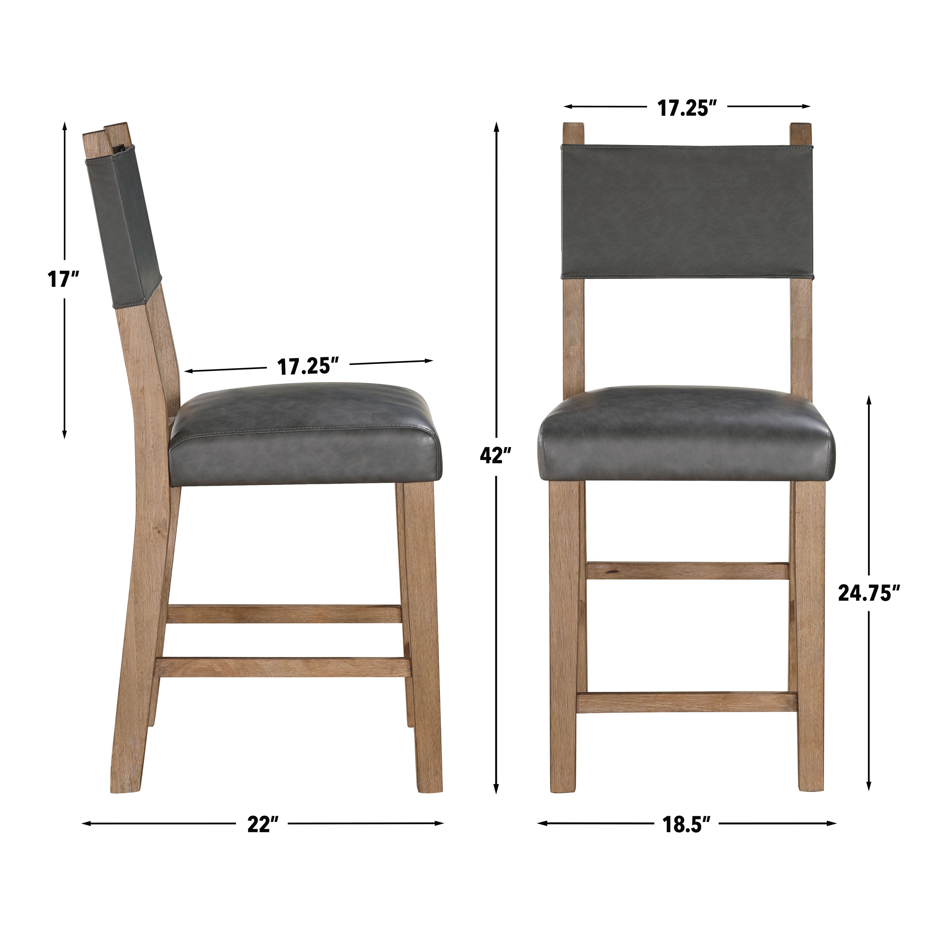 Aubrey Brown and Gray Counter Height Chair Set of 2