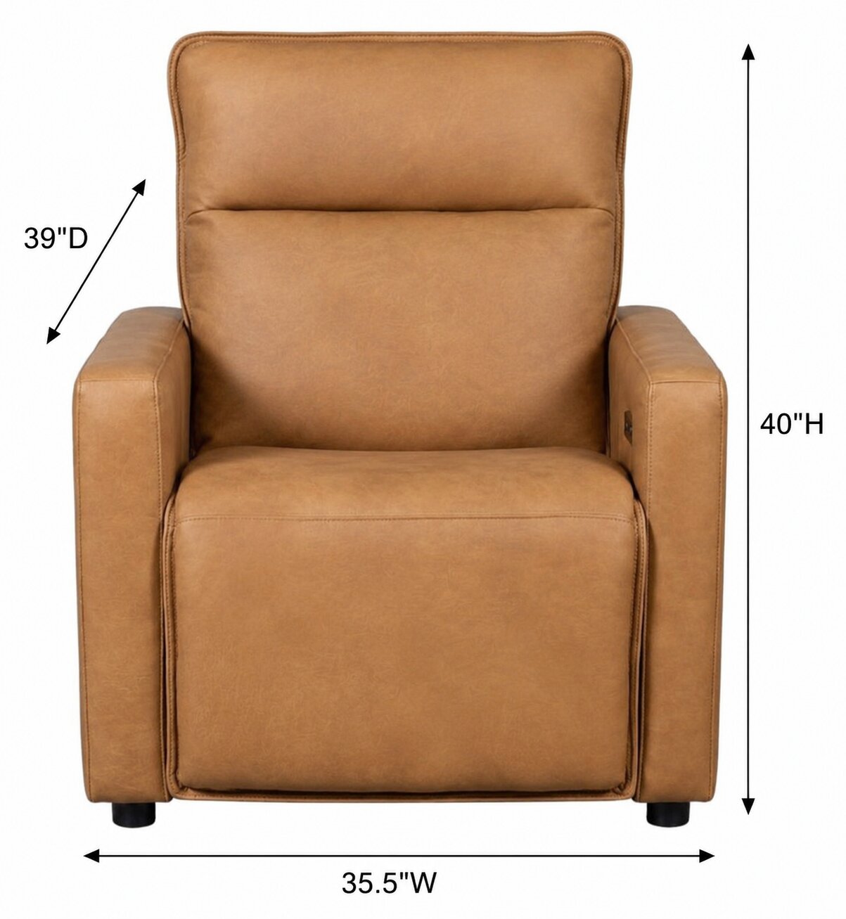Adell Saddle Leather Lay Flat Power Recliner with Power Headrest and USB Charging