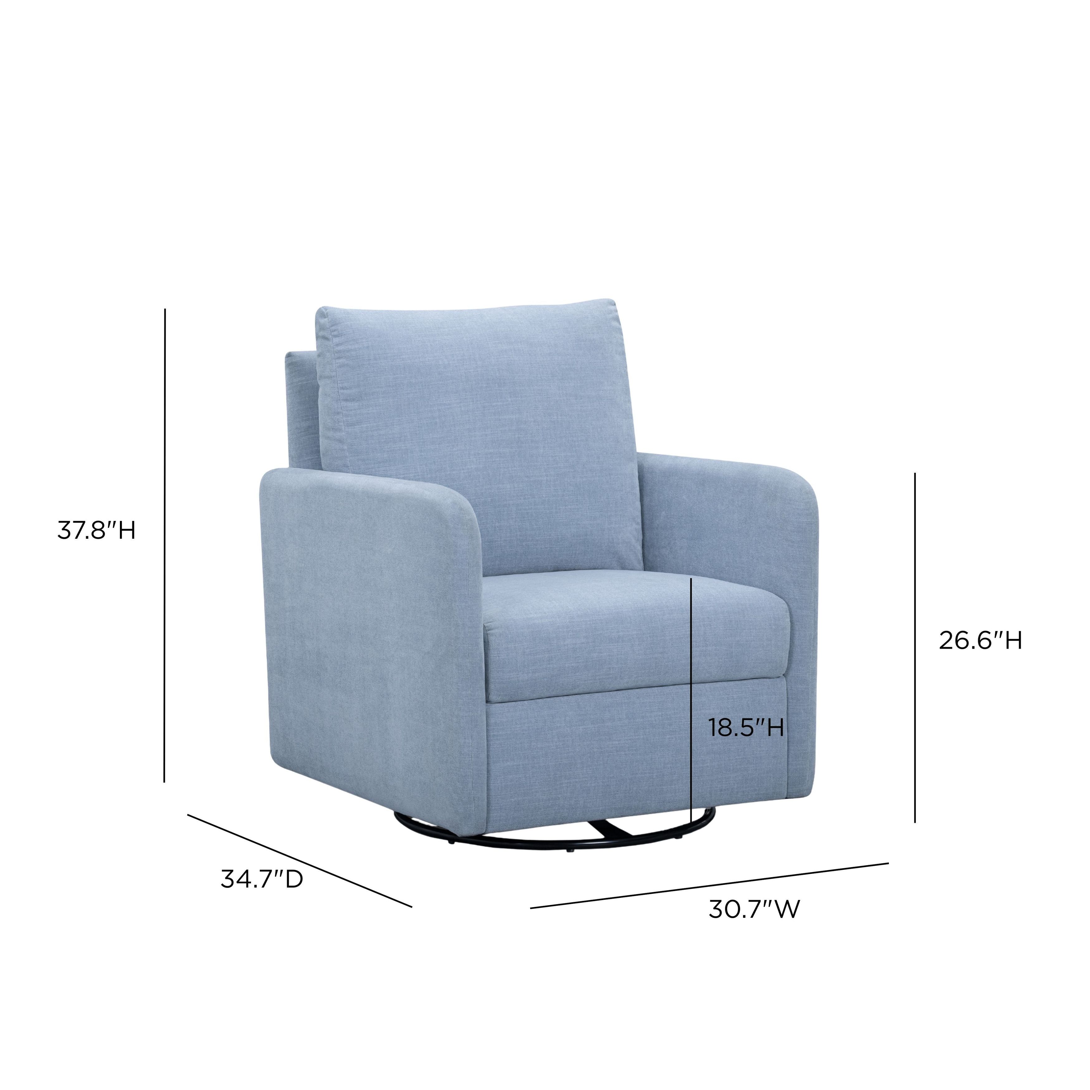 Nancy Chambray Blue Upholstered Swivel Glider Rocker Nursing Chair