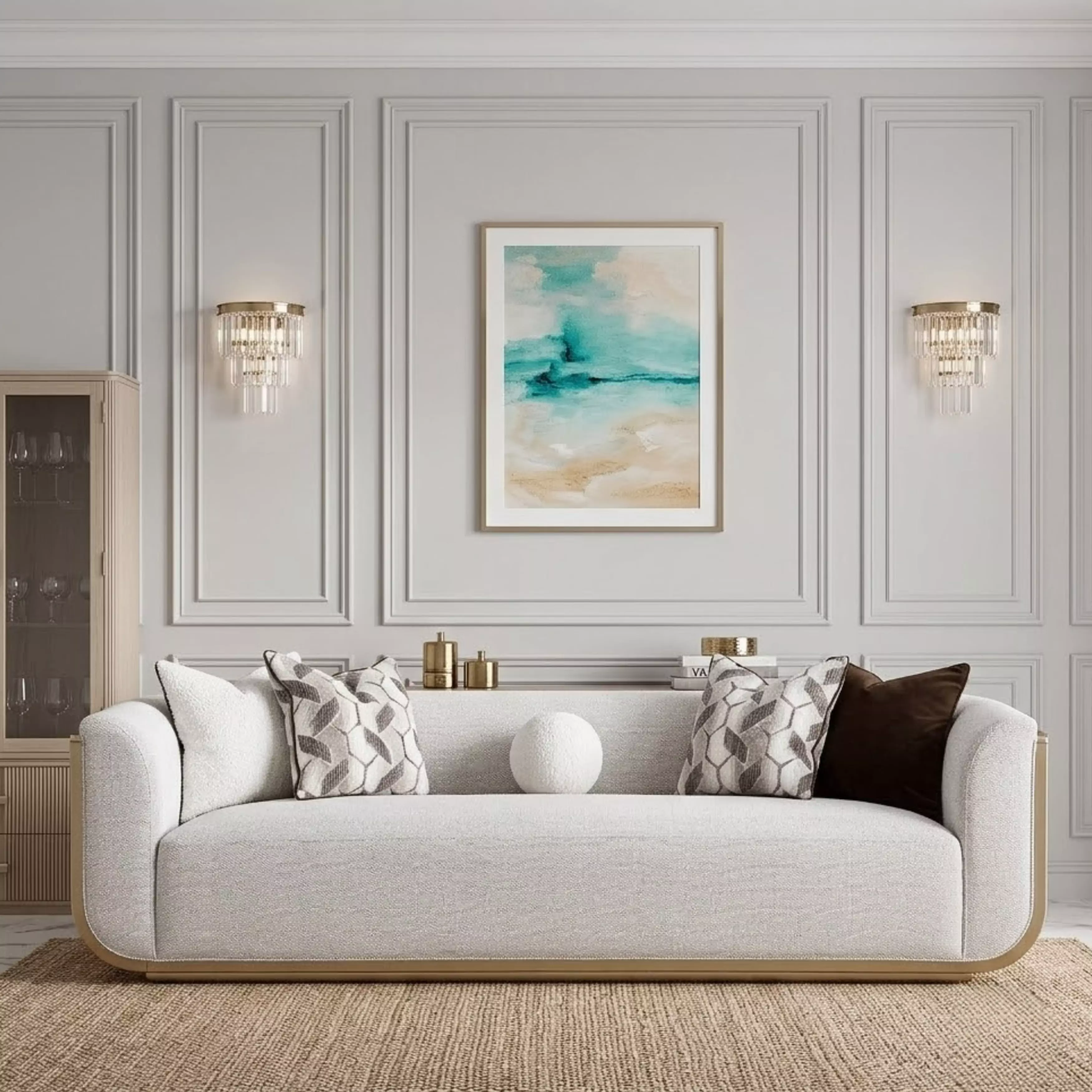 West Kensington Buff and Sea Salt Caramel Sofa from Michael Amini