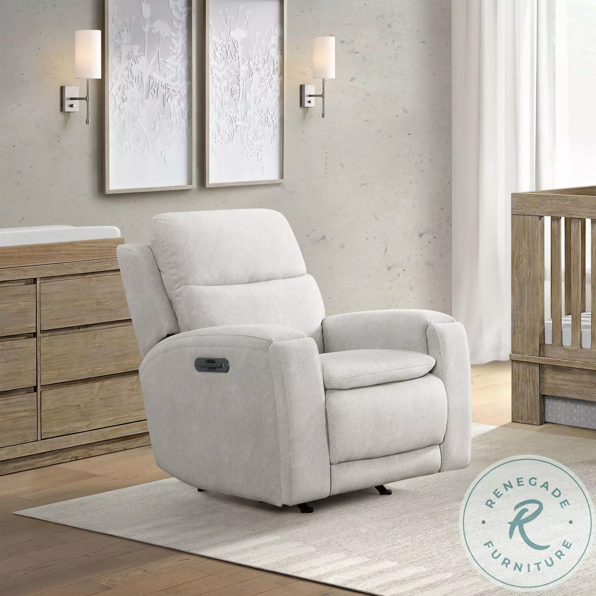 Aiden Almond Triple Power Glider Recliner with USB Port From