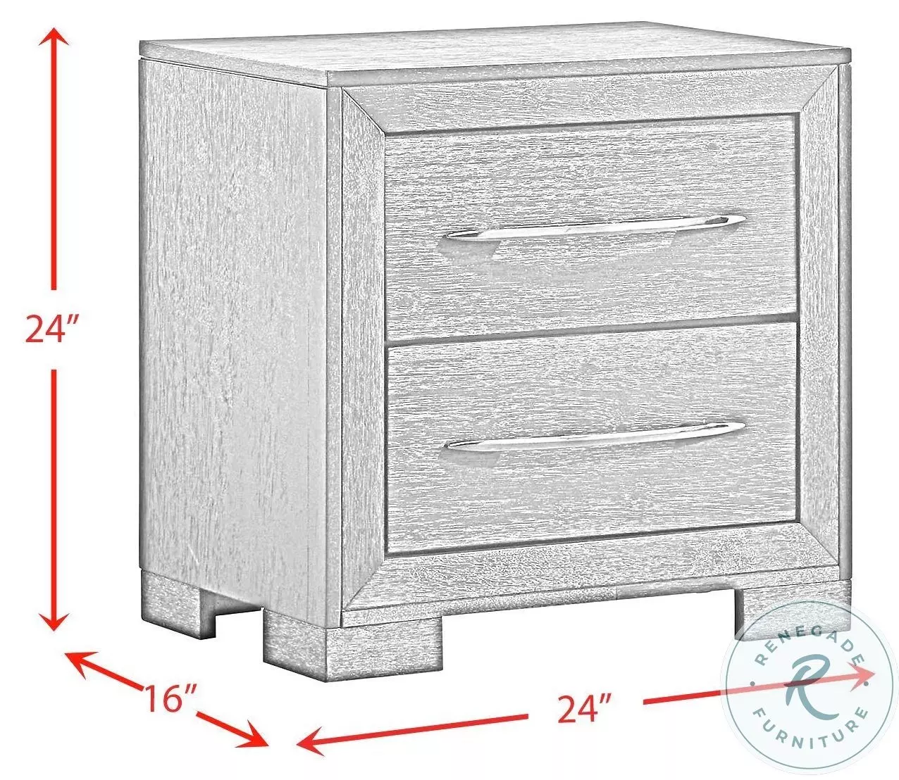 Kenn Black 2 Drawer Nightstand