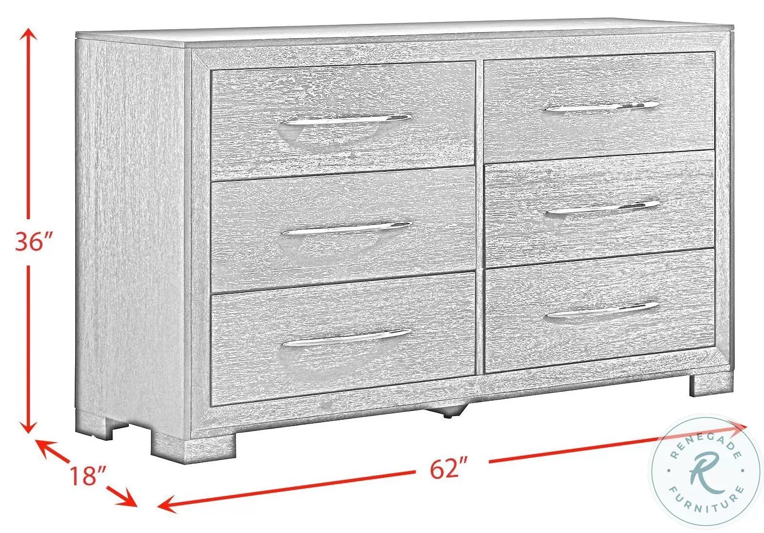Kenn Black 6 Drawer Dresser