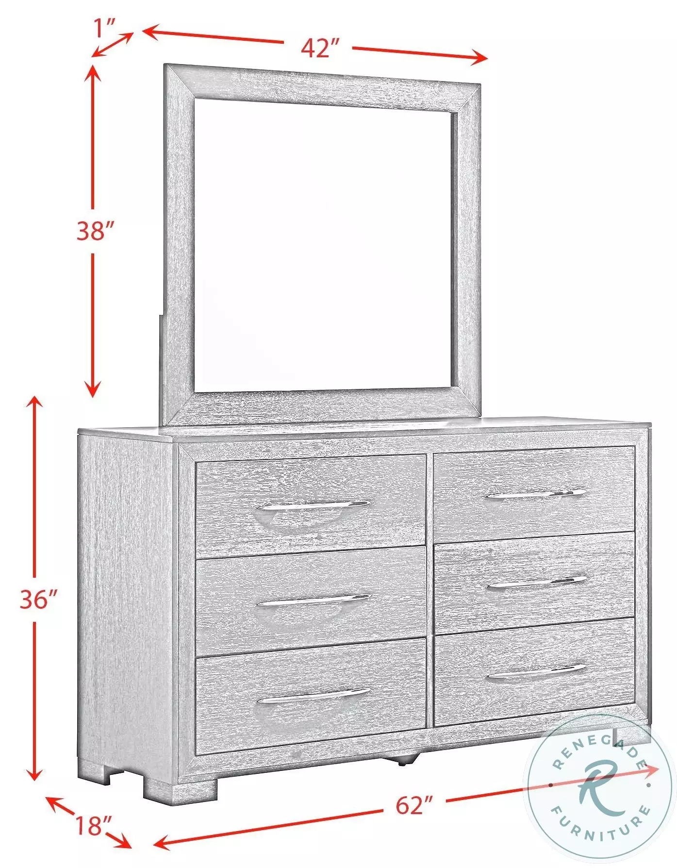 Kenn Black 6 Drawer Dresser And Mirror