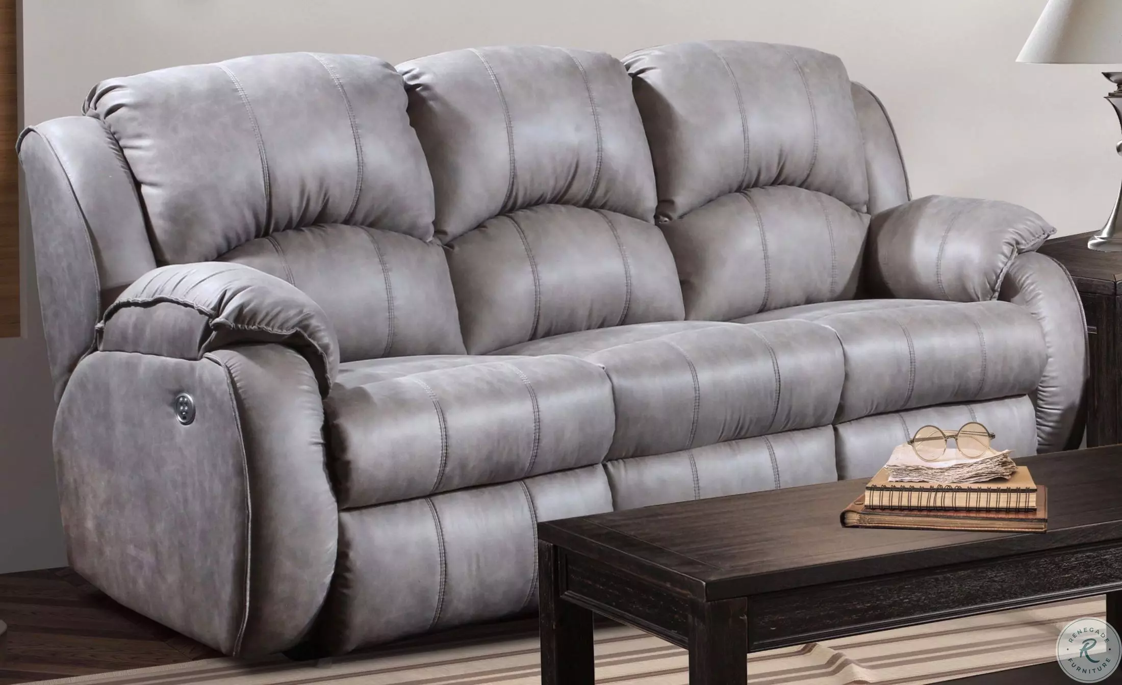 Cagney Gray Power Headrest Double Reclining Sofa From Southern
