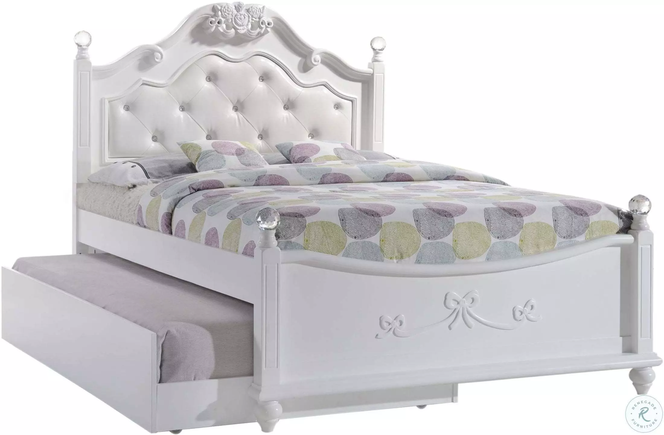 家具 Anneru single bed Annie White Twin Upholstered Poster Bed With Storage Trundle From