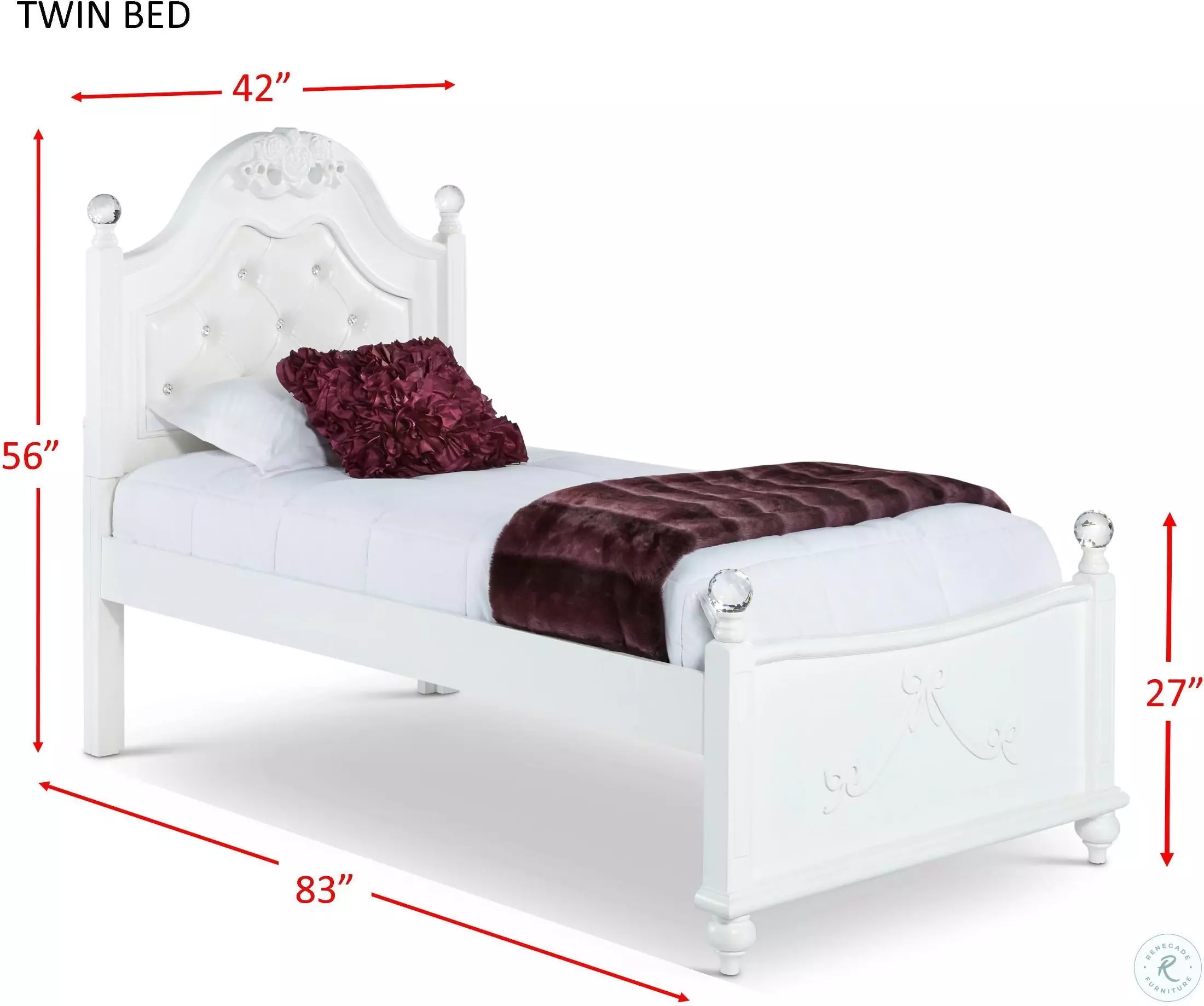 家具 Anneru single bed Annie White Youth Upholstered Poster Bedroom Set From Home Gallery