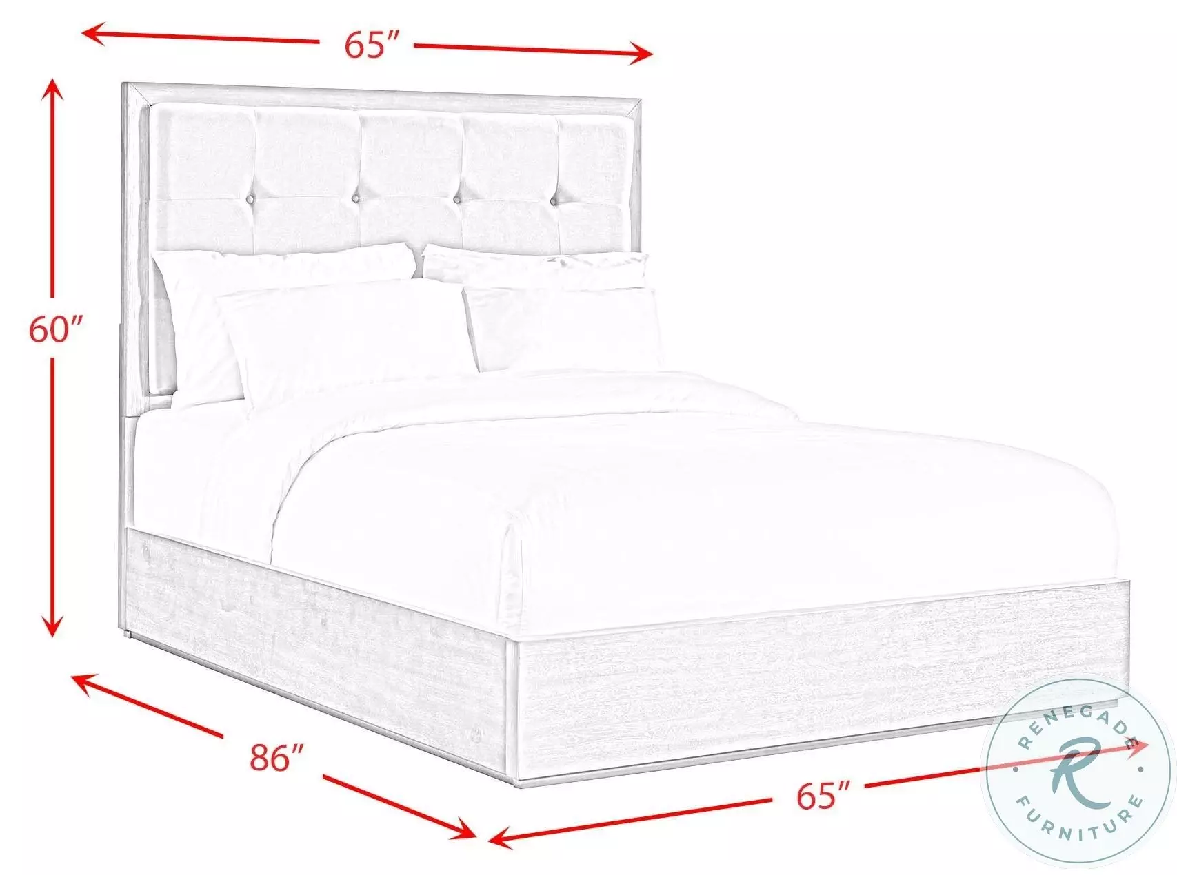 Cadia Grey Queen Upholstered Panel Bed