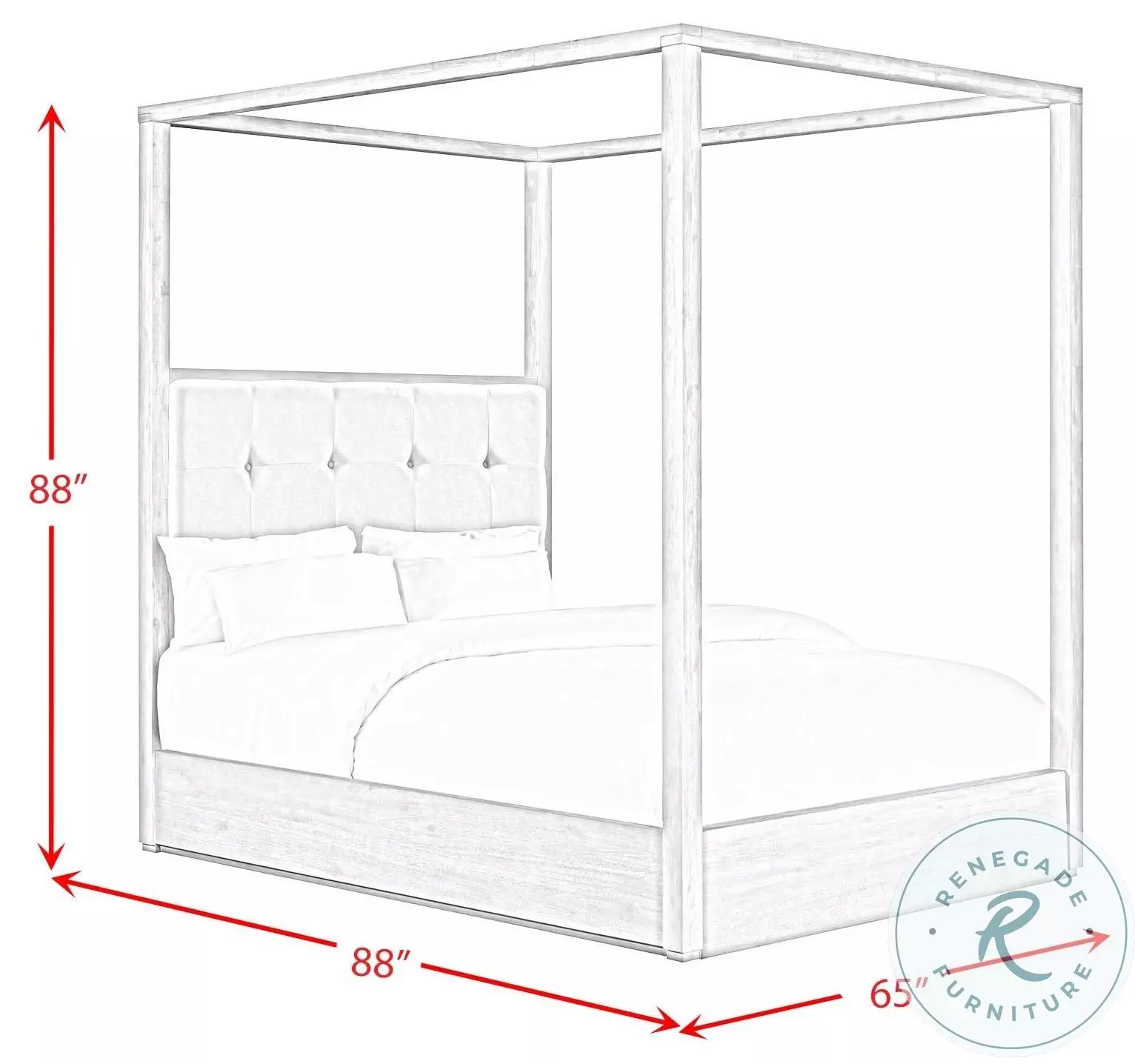 Cadia Grey Queen Upholstered Canopy Bed