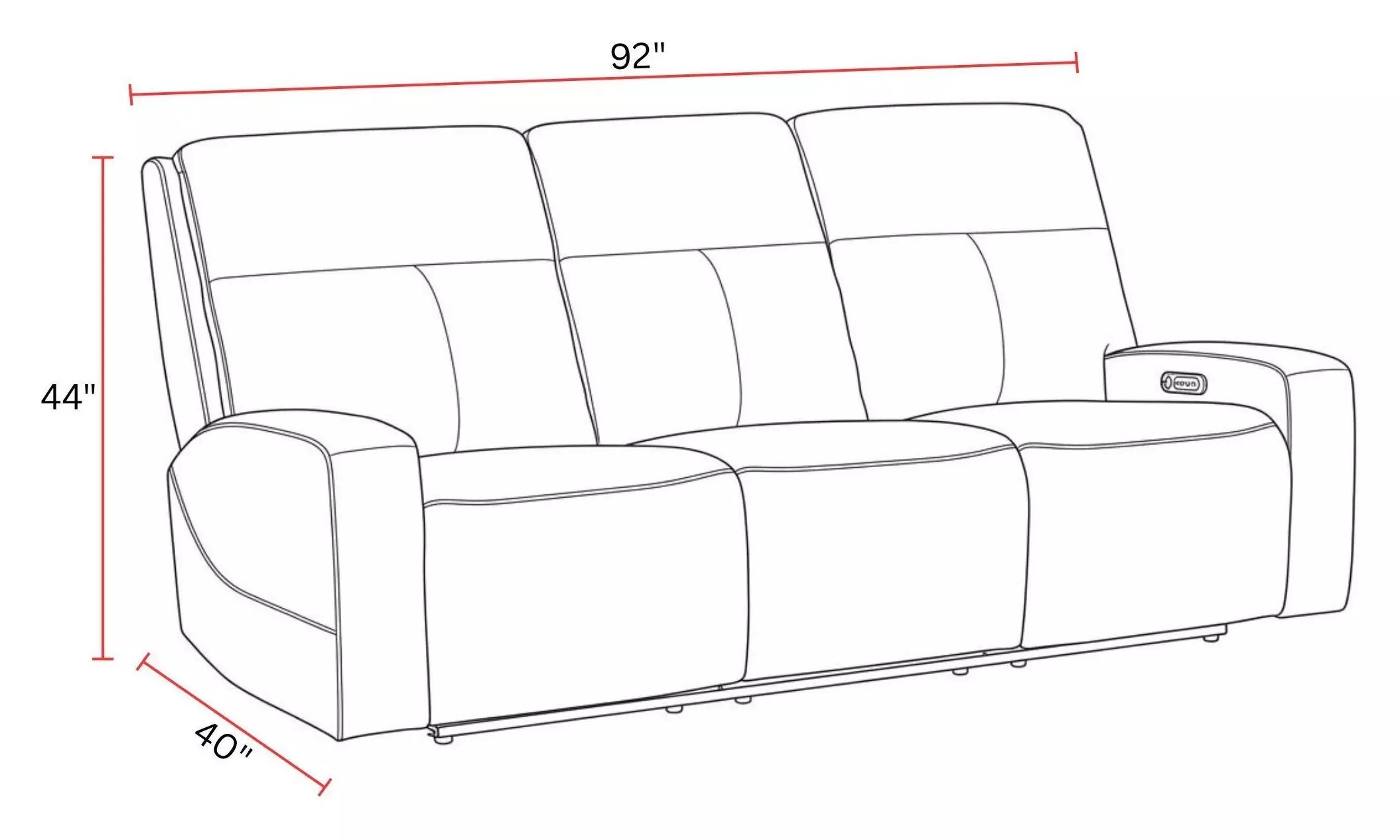 Traxton Jasper Moss 92" Zero Gravity Triple Power Reclining Sofa with USB Charging