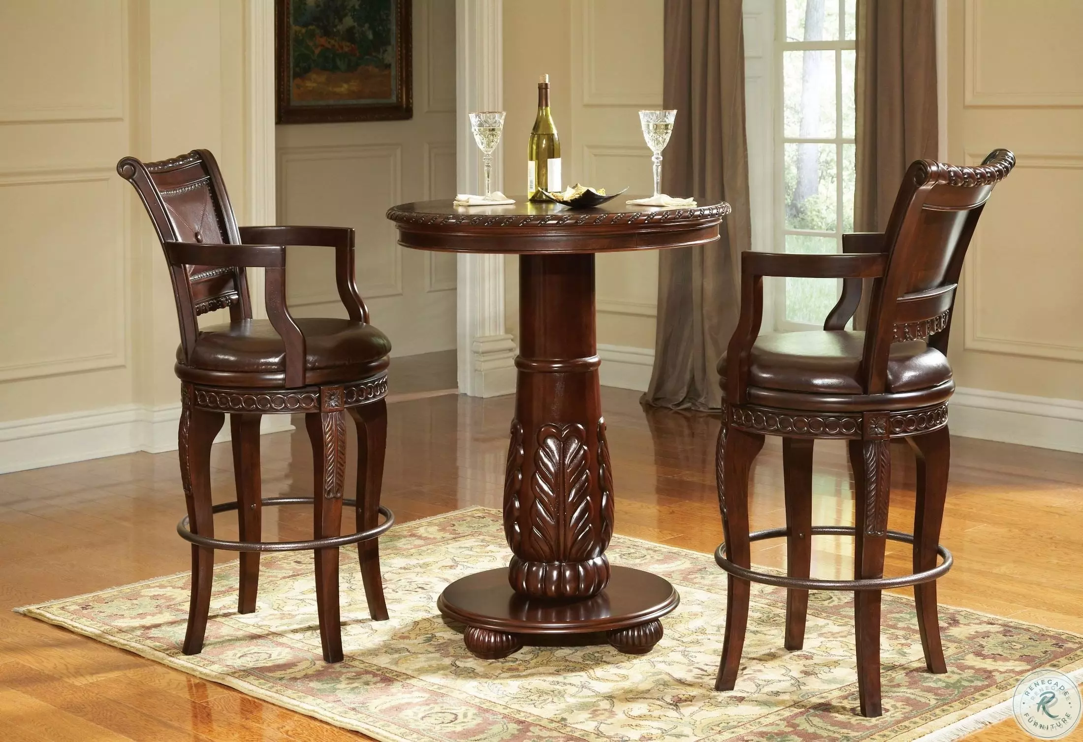 Antoinette Warm Brown Cherry Swivel Bar Chair Set of 2 from Steve