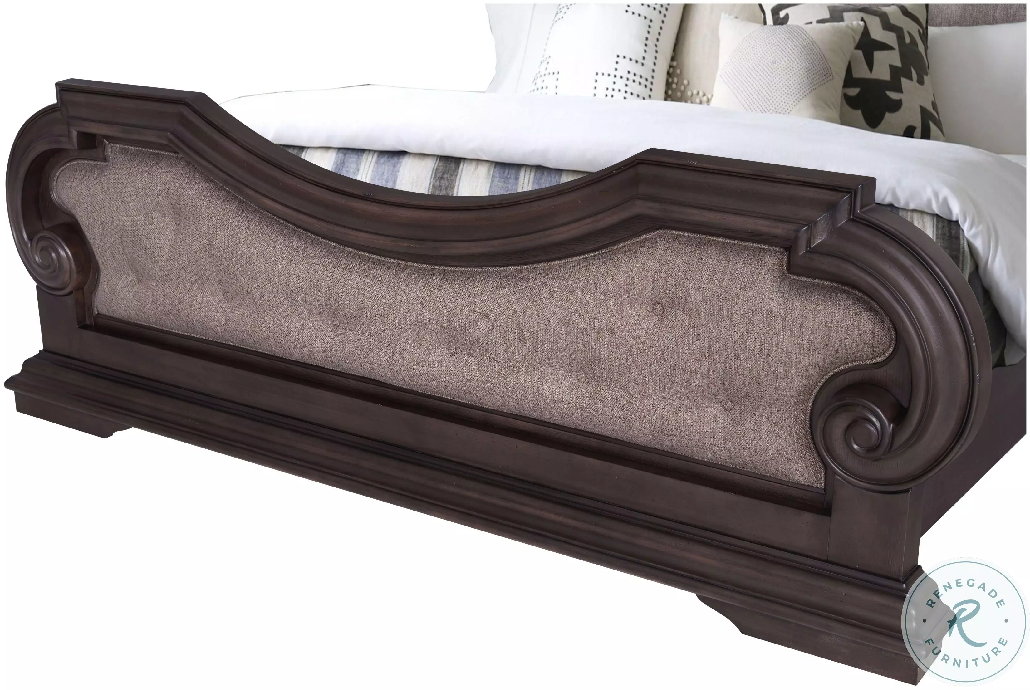 B00284-6/6-UPH Distressed Medium Oak King Upholstered Panel