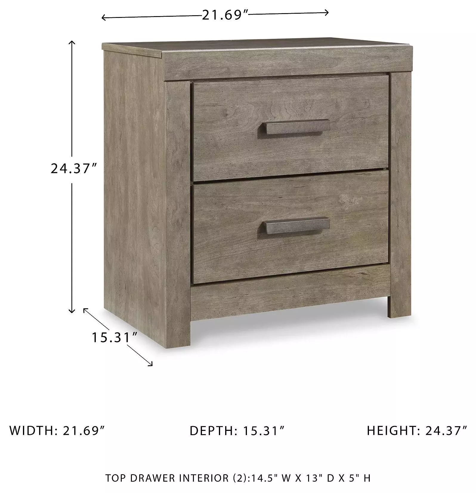 Culverbach Gray 2 Drawer Nightstand