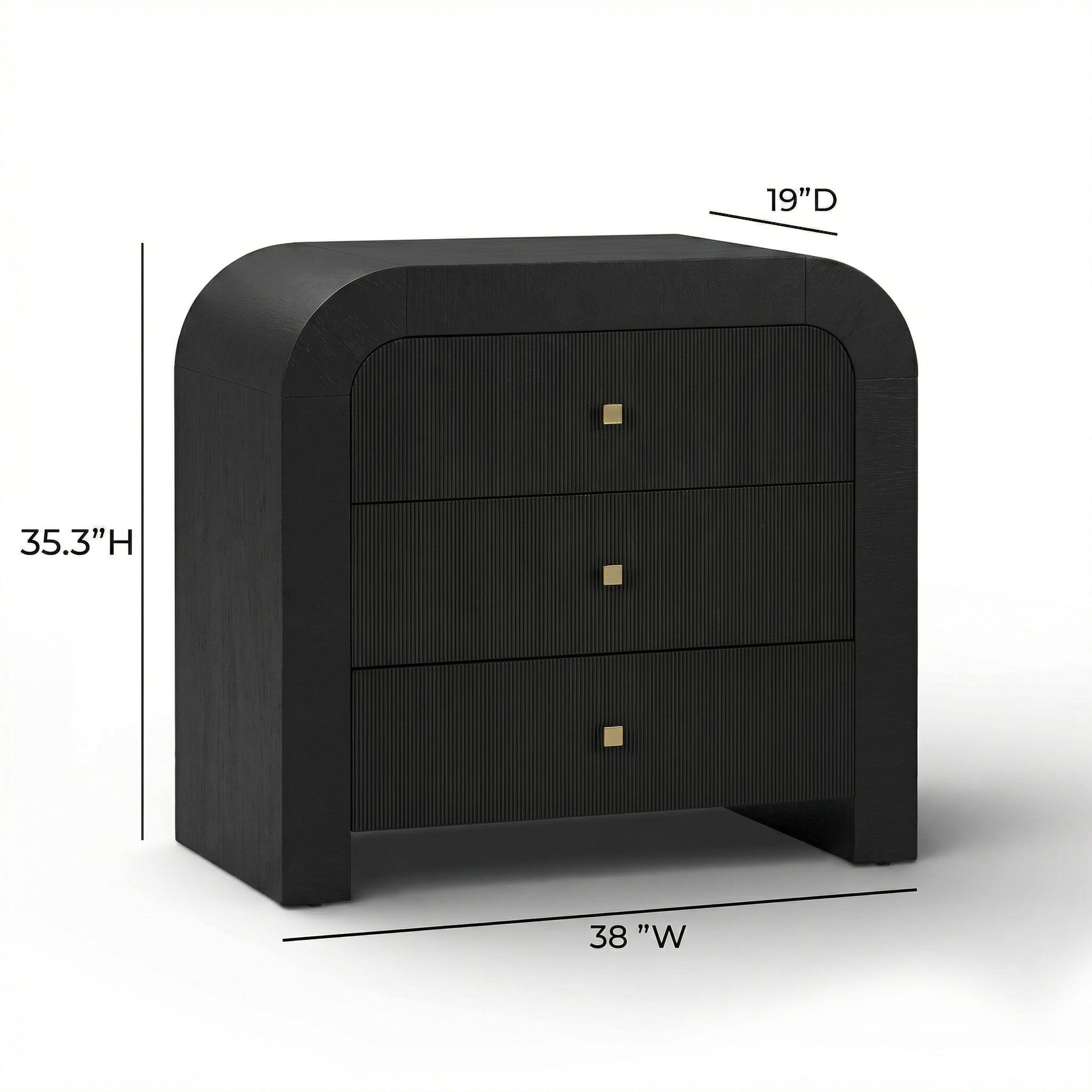 Hump Black Arched 3 Drawer Chest