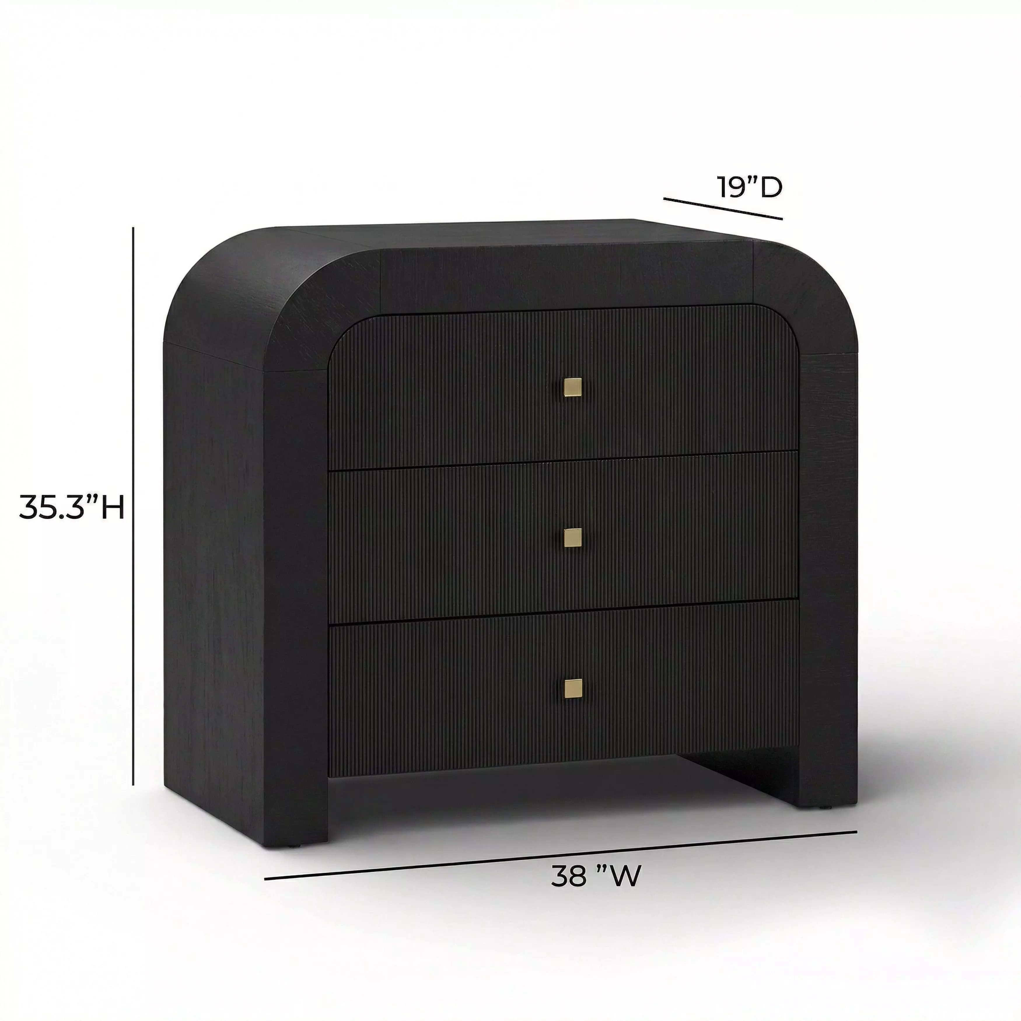 Hump Black Arched 3 Drawer Chest