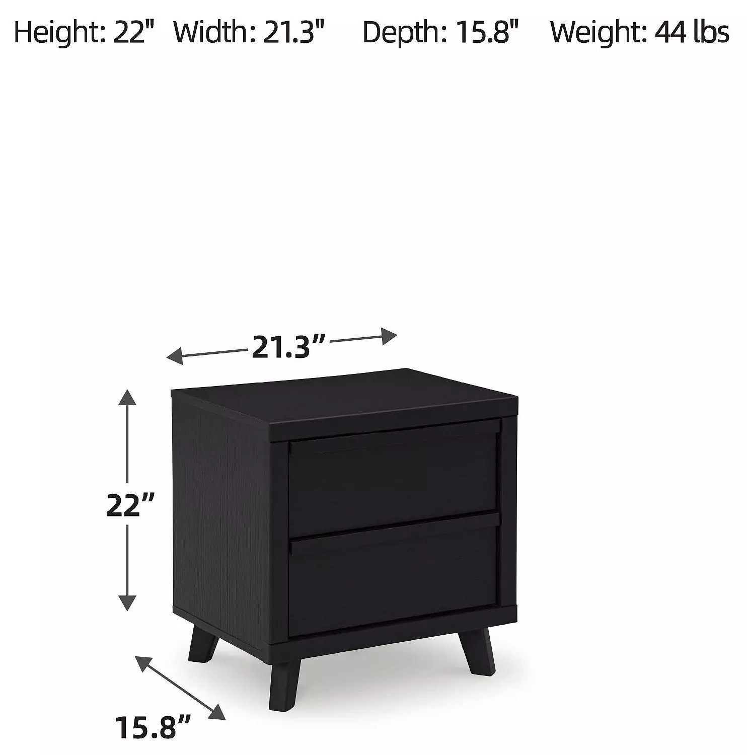 Danziar Black 2 Drawer Nightstand