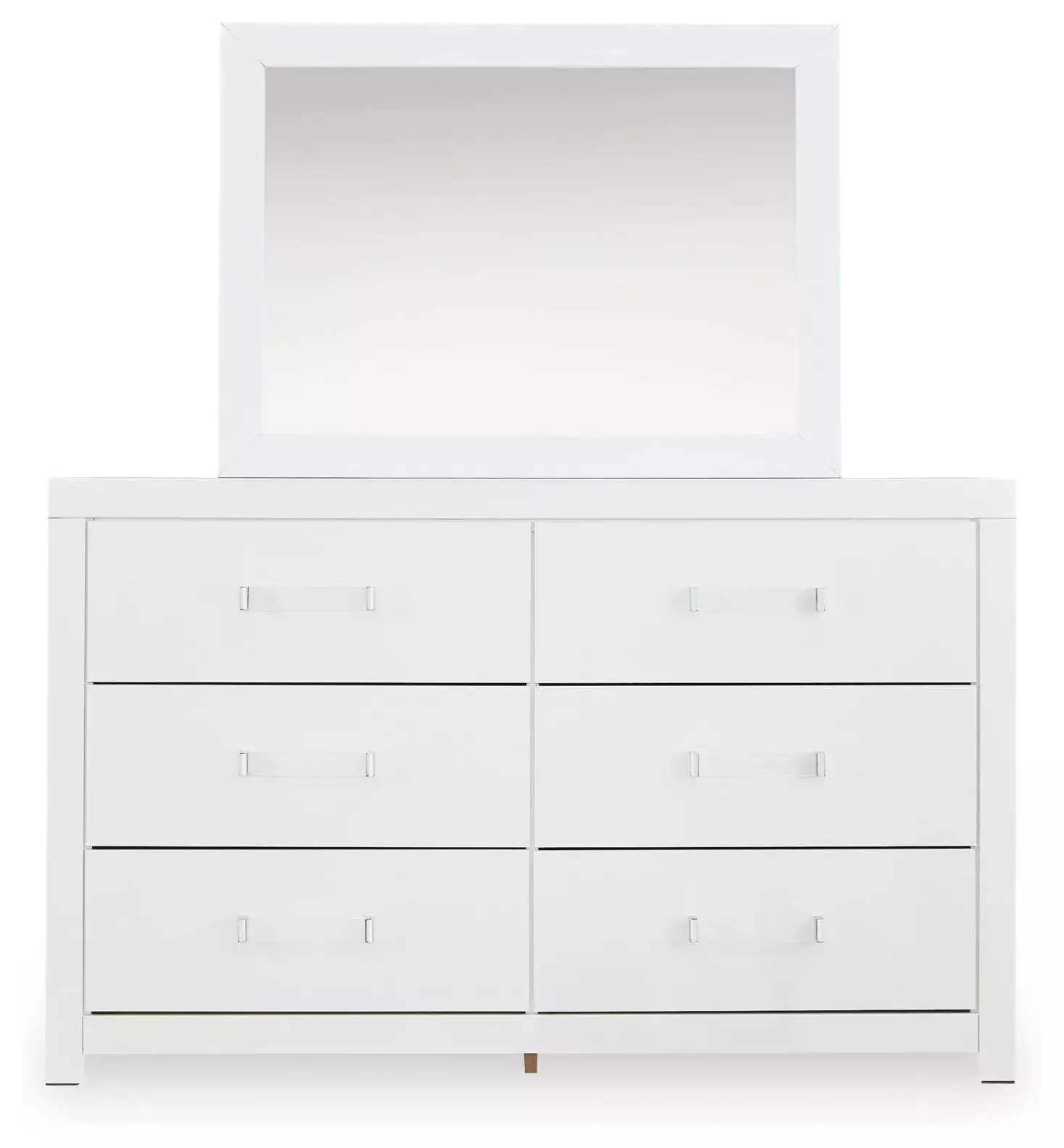 Raechalla White 6 Drawer Dresser and Rectangular Mirror (Also