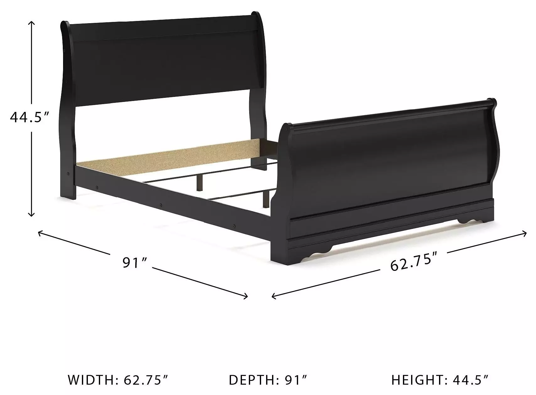 Huey Vineyard Black Queen Sleigh Bed