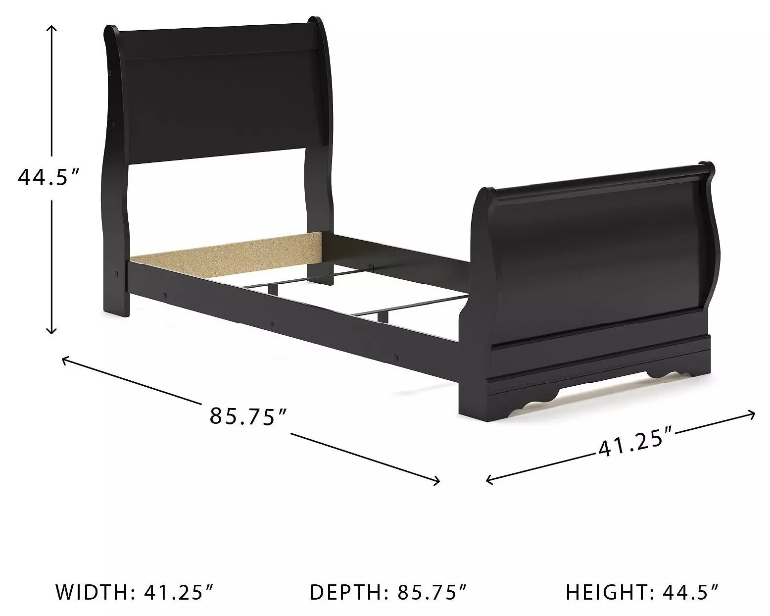Huey Vineyard Black Twin Sleigh Bed