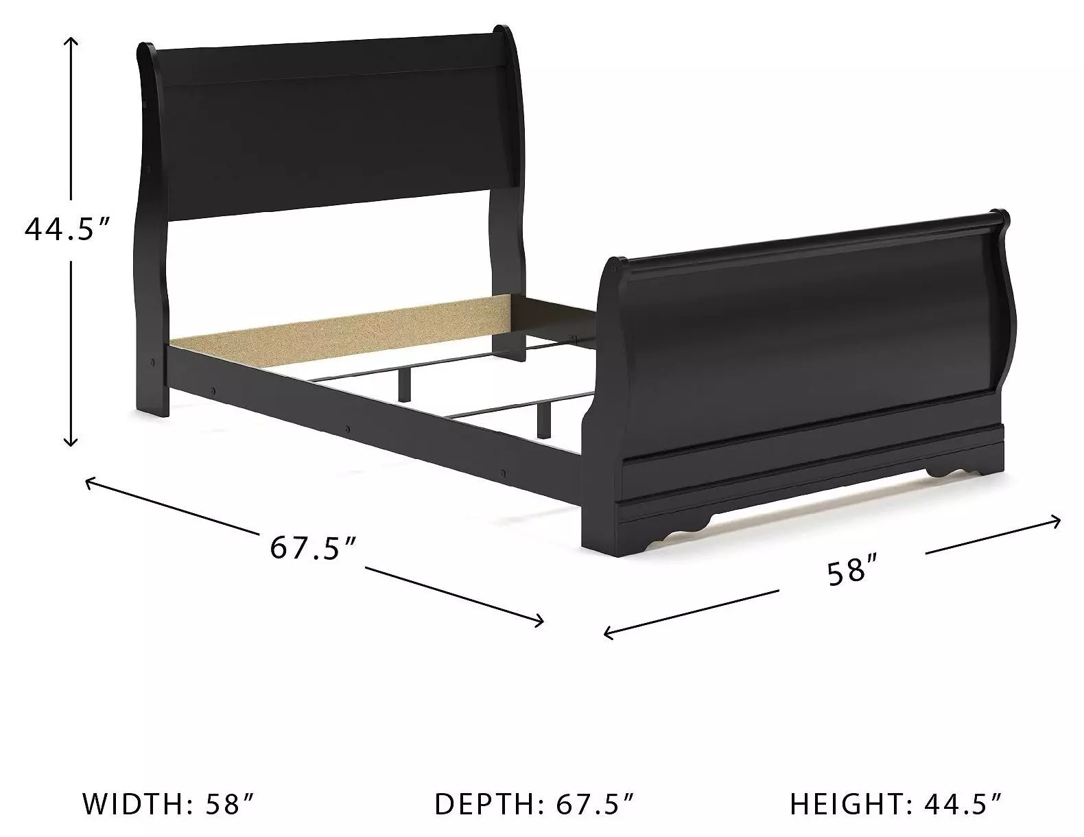 Huey Vineyard Black Full Sleigh Bed
