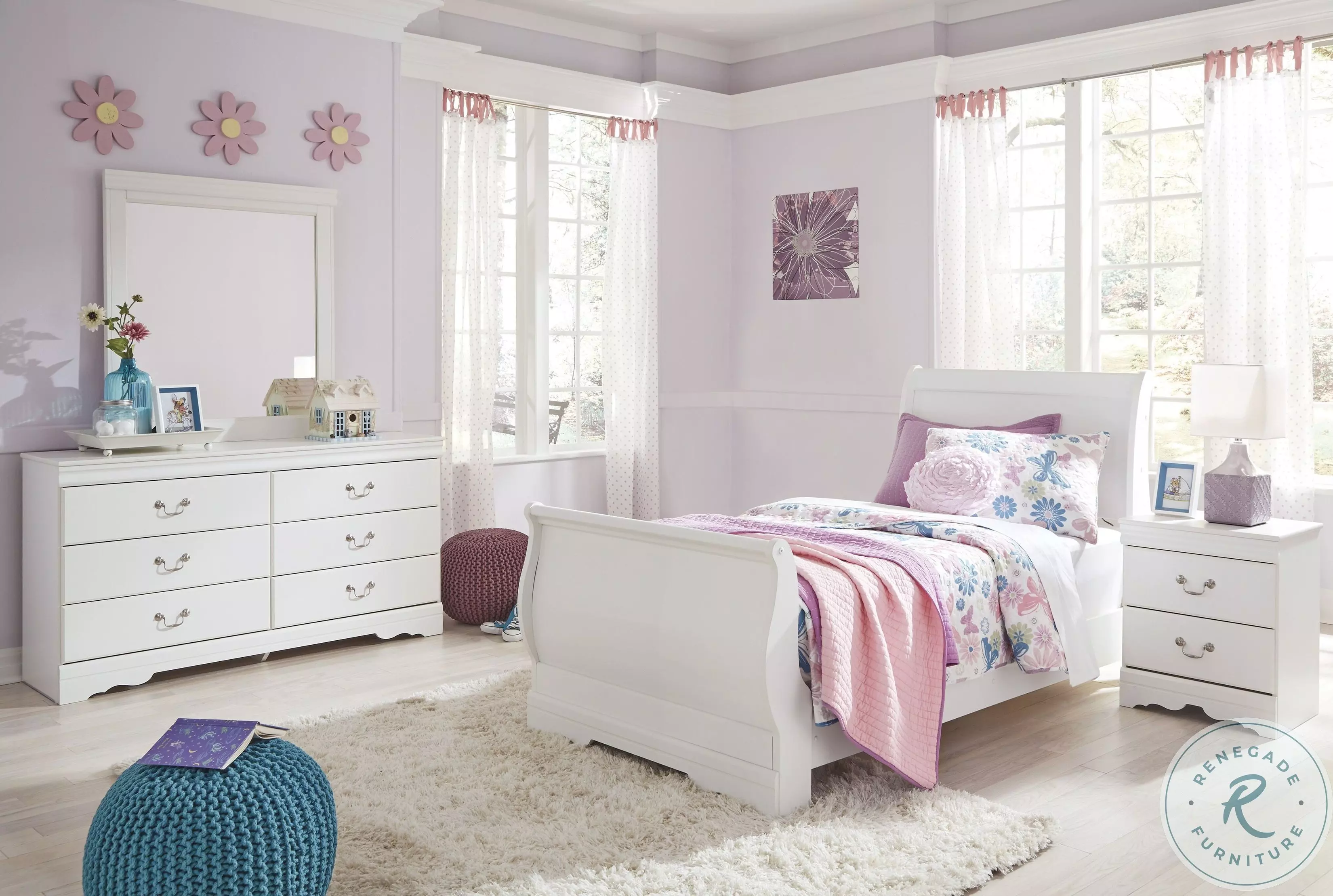 Anarasia White Twin Sleigh Bed from Ashley | Coleman Furniture
