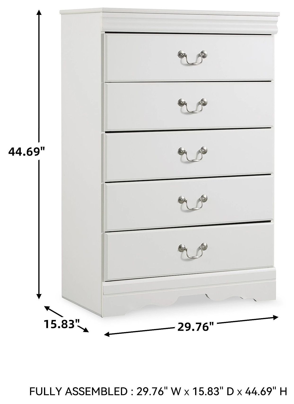 Anarasia White 5 Drawer Chest
