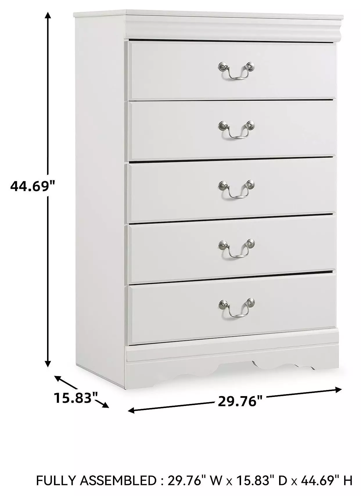 Anarasia White 5 Drawer Chest