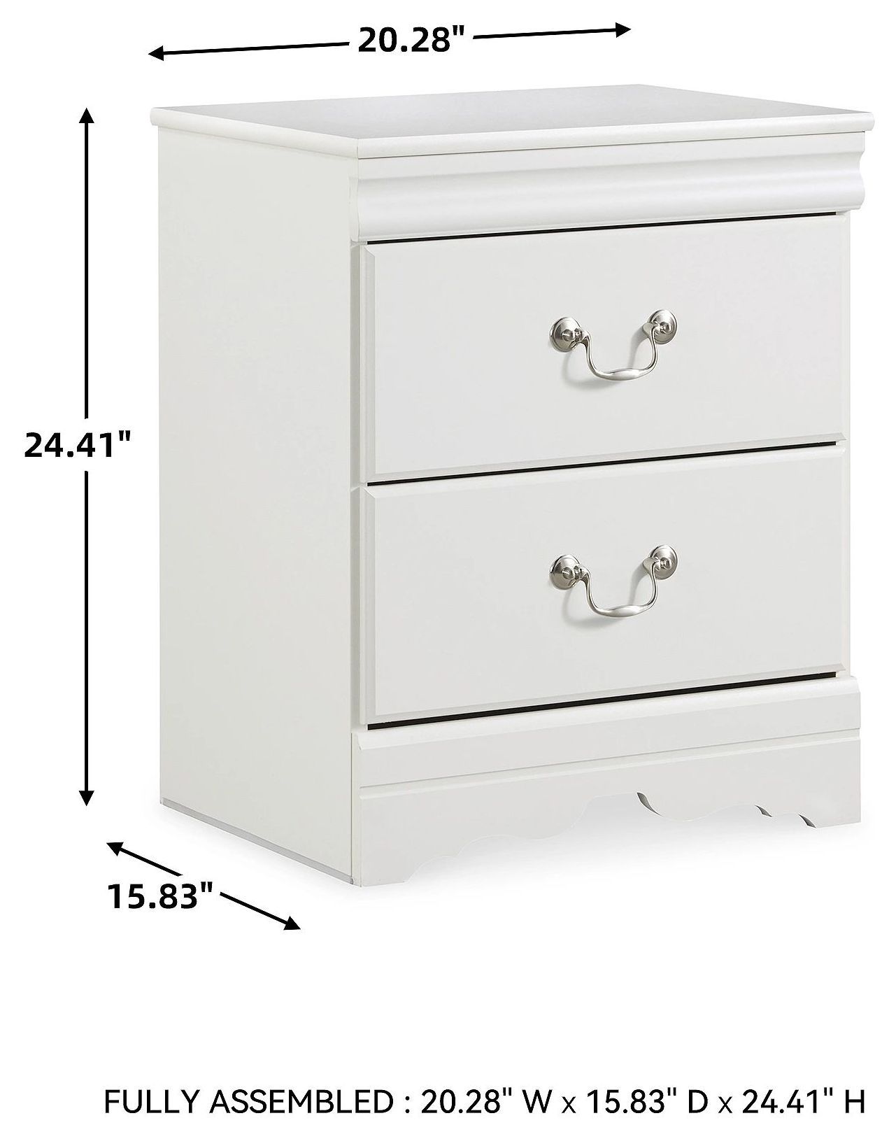 Anarasia White 2 Drawer Nightstand