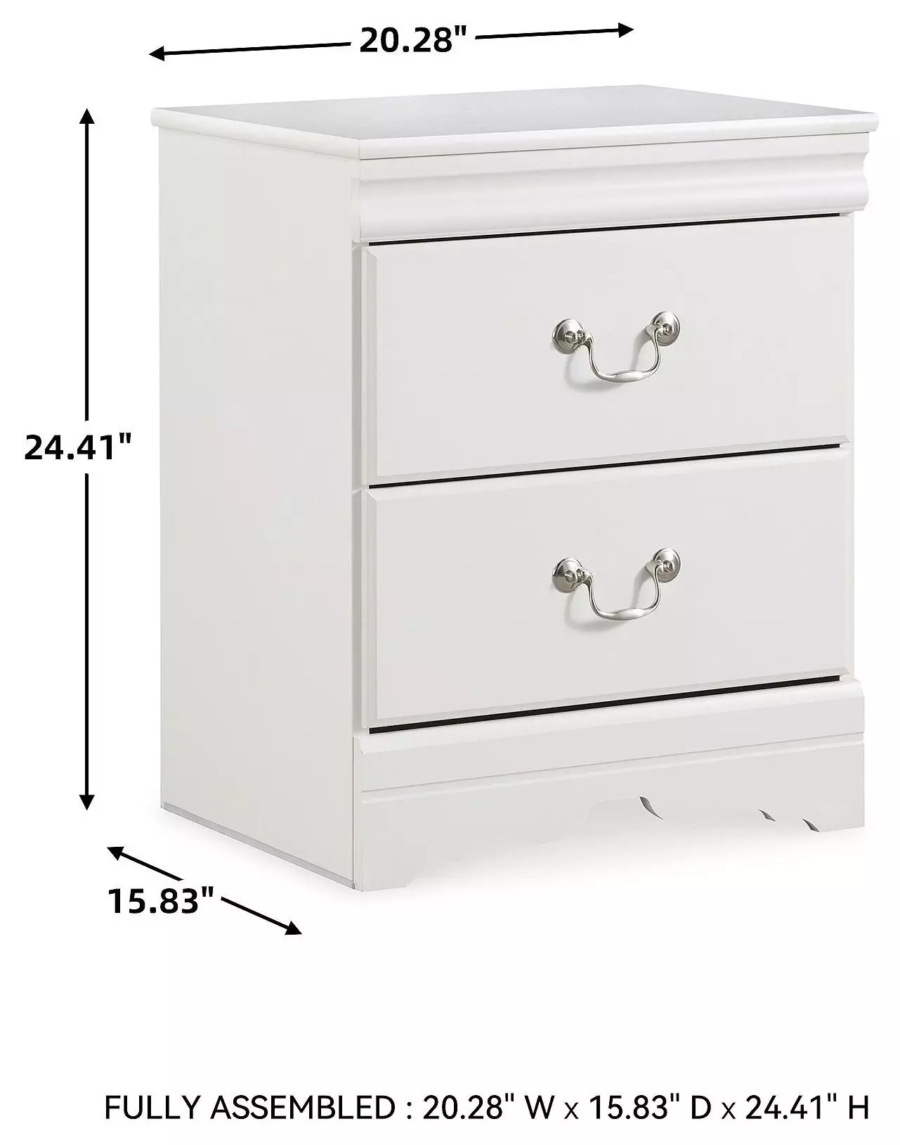 Anarasia White 2 Drawer Nightstand