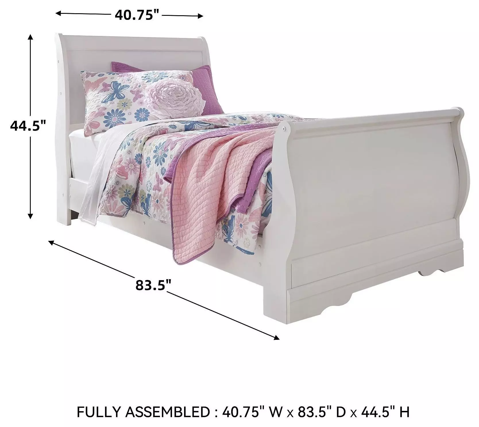 Anarasia White Twin Sleigh Bed
