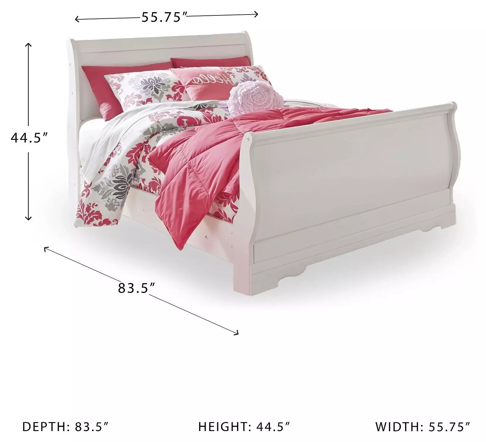 Anarasia White Full Sleigh Bed