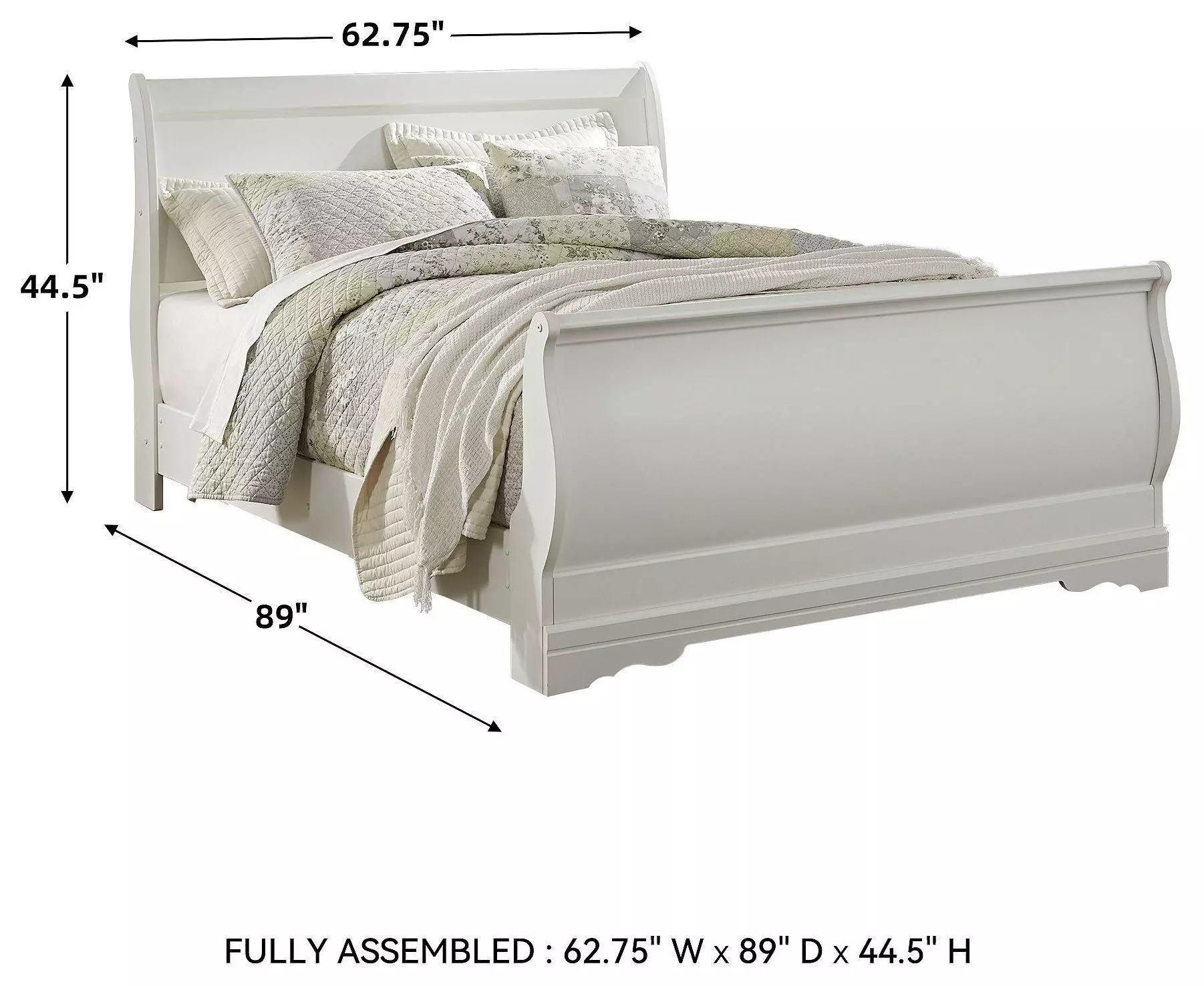 Anarasia White Queen Sleigh Bed