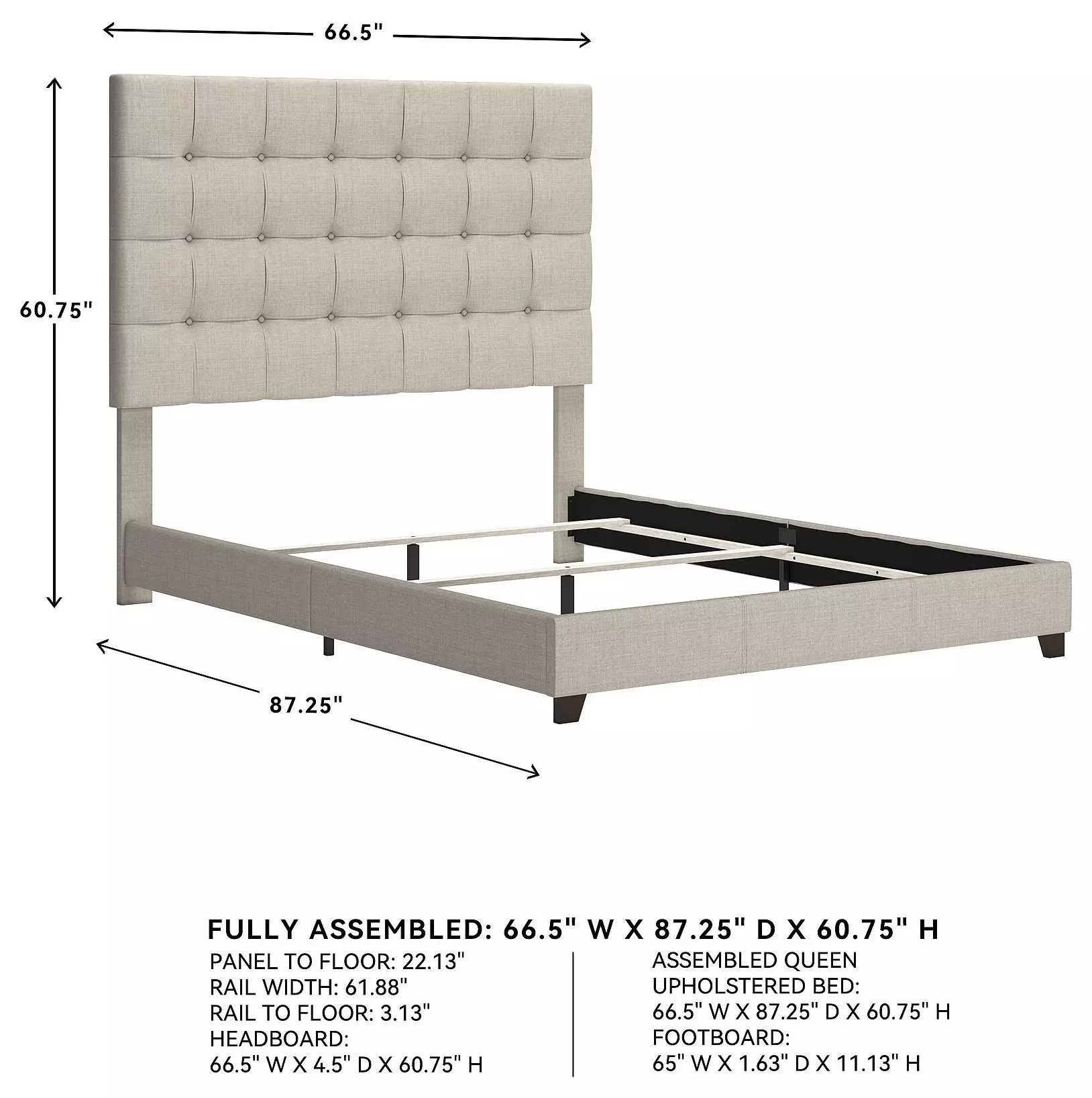 Dolante Contemporary Beige Queen Upholstered Panel Bed