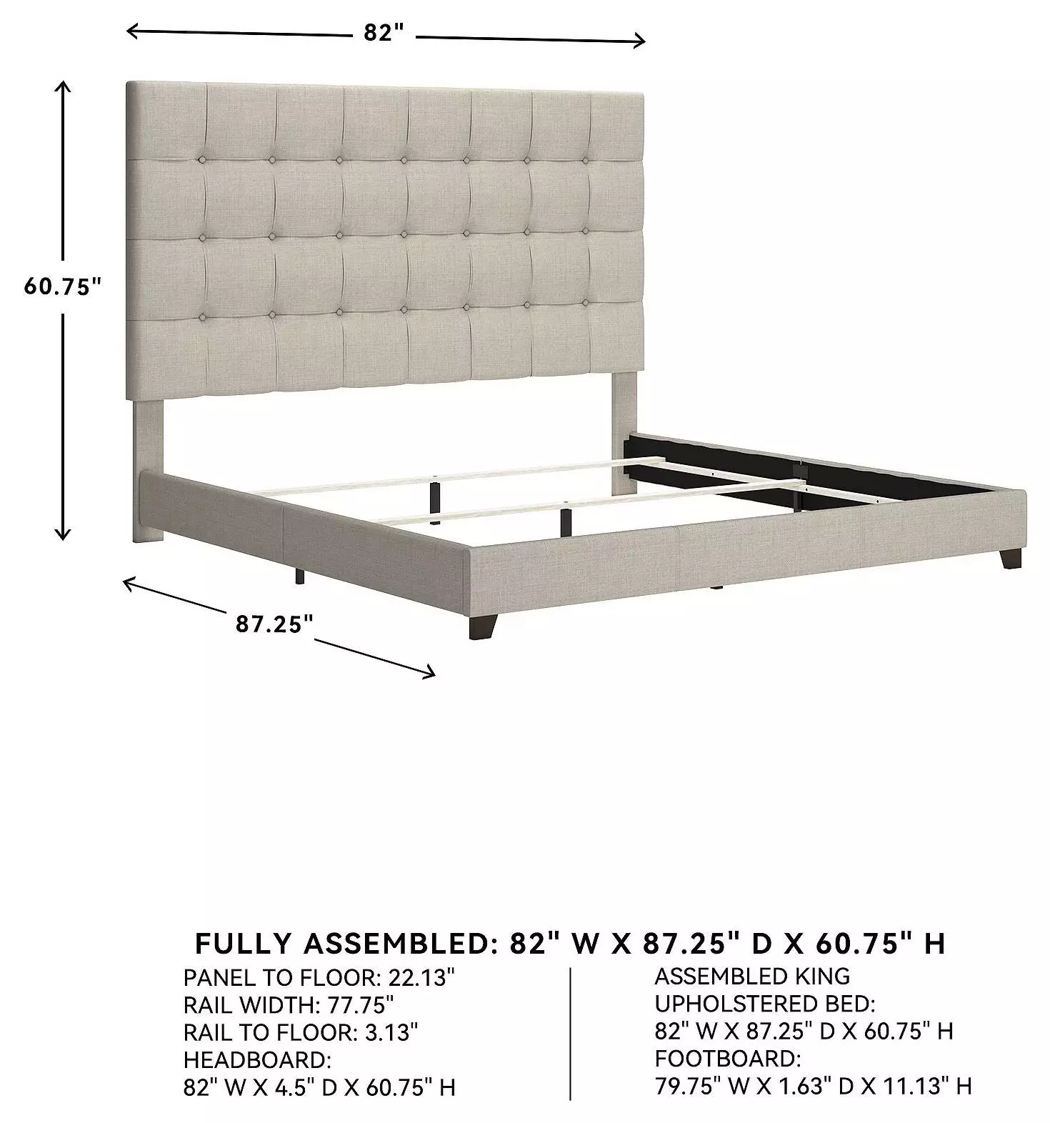 Dolante Contemporary Beige King Upholstered Panel Bed