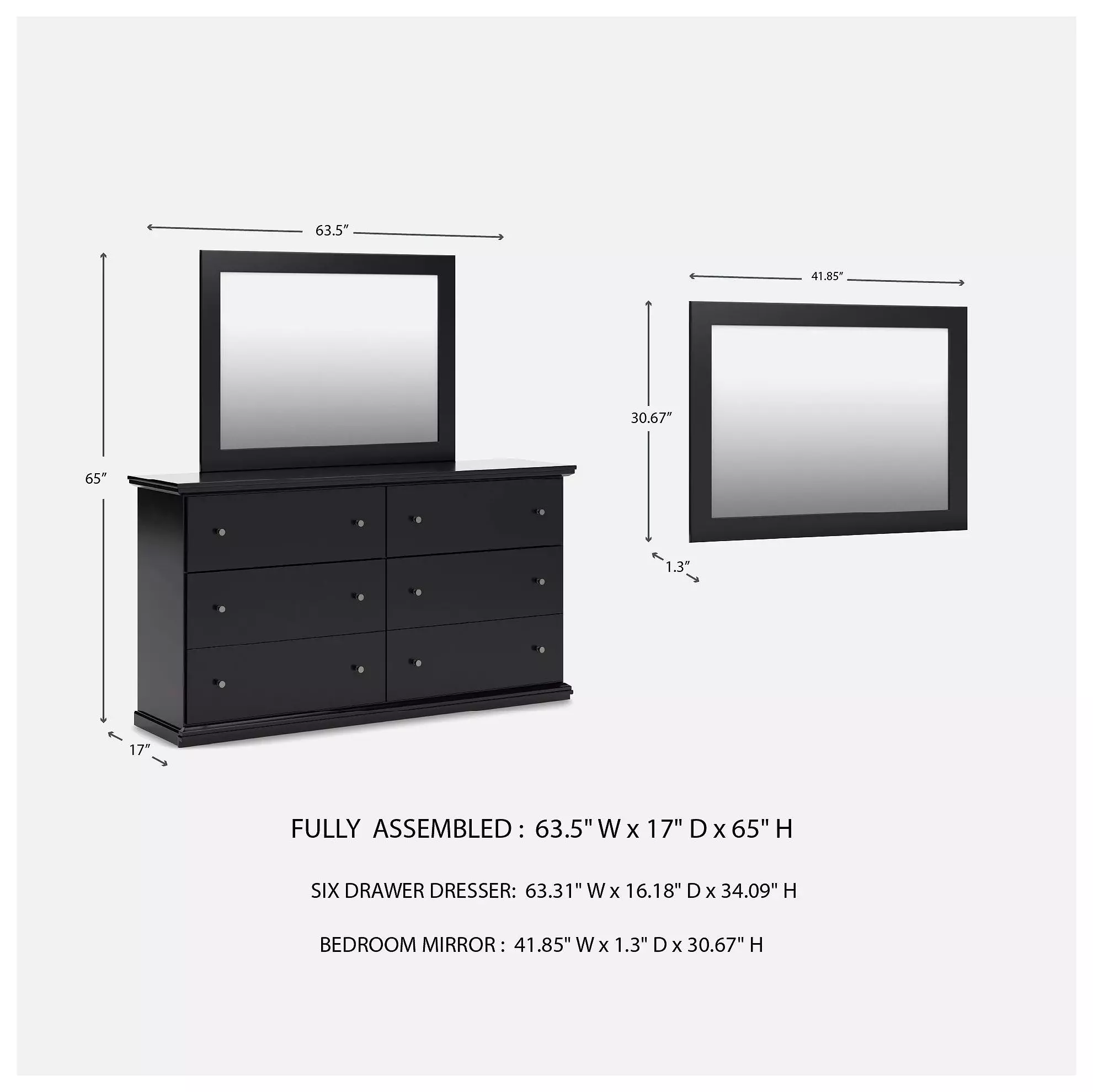 Maribel Black Dresser and Mirror