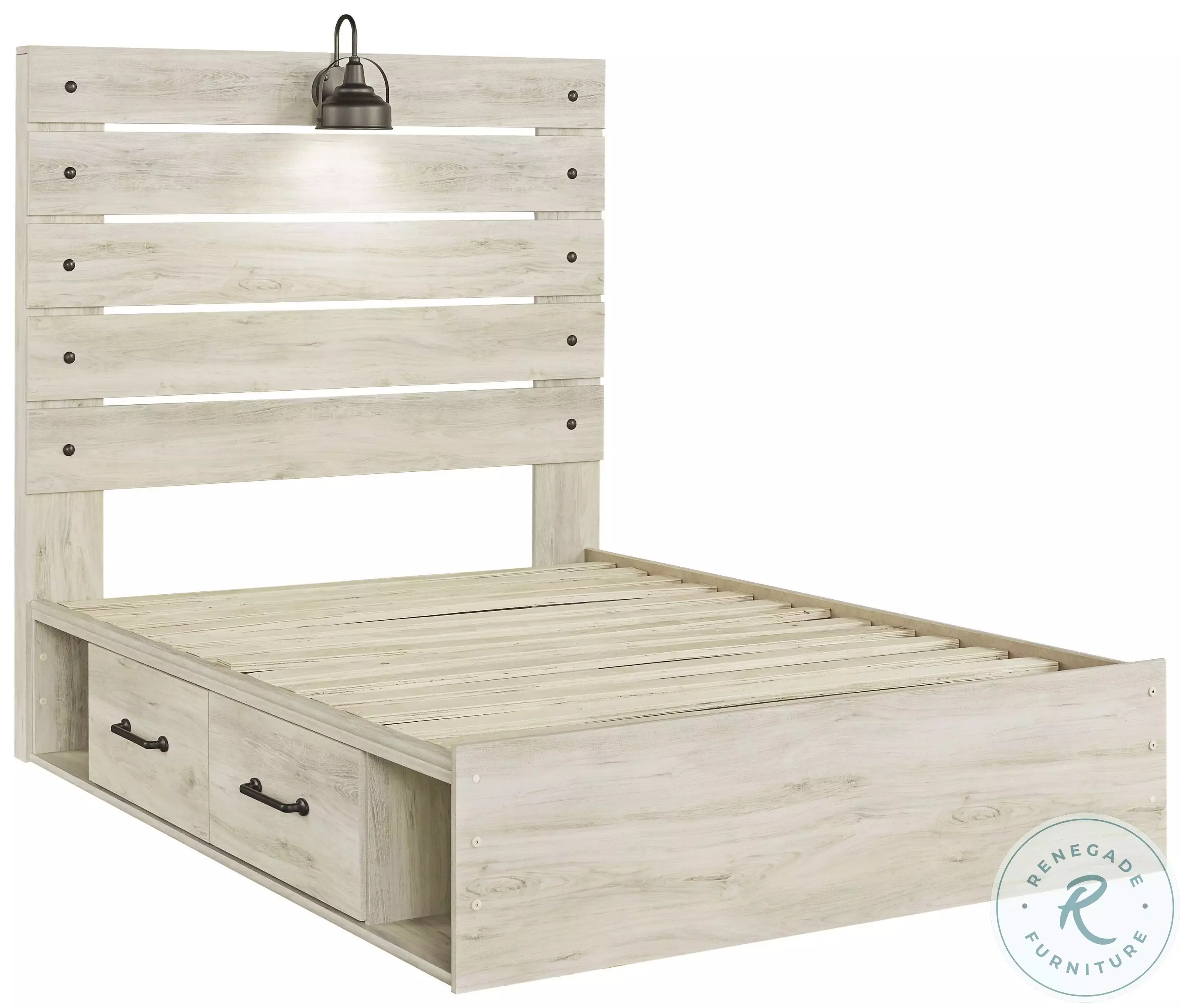 Cambeck Whitewash Full Panel Bed with One Side Storage From Home