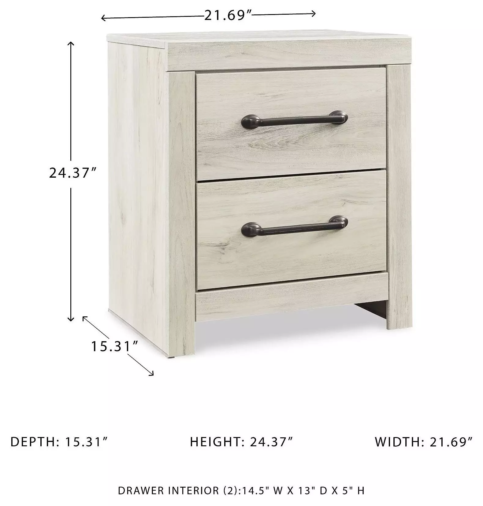 Cambeck Whitewash Two Drawer Nightstand
