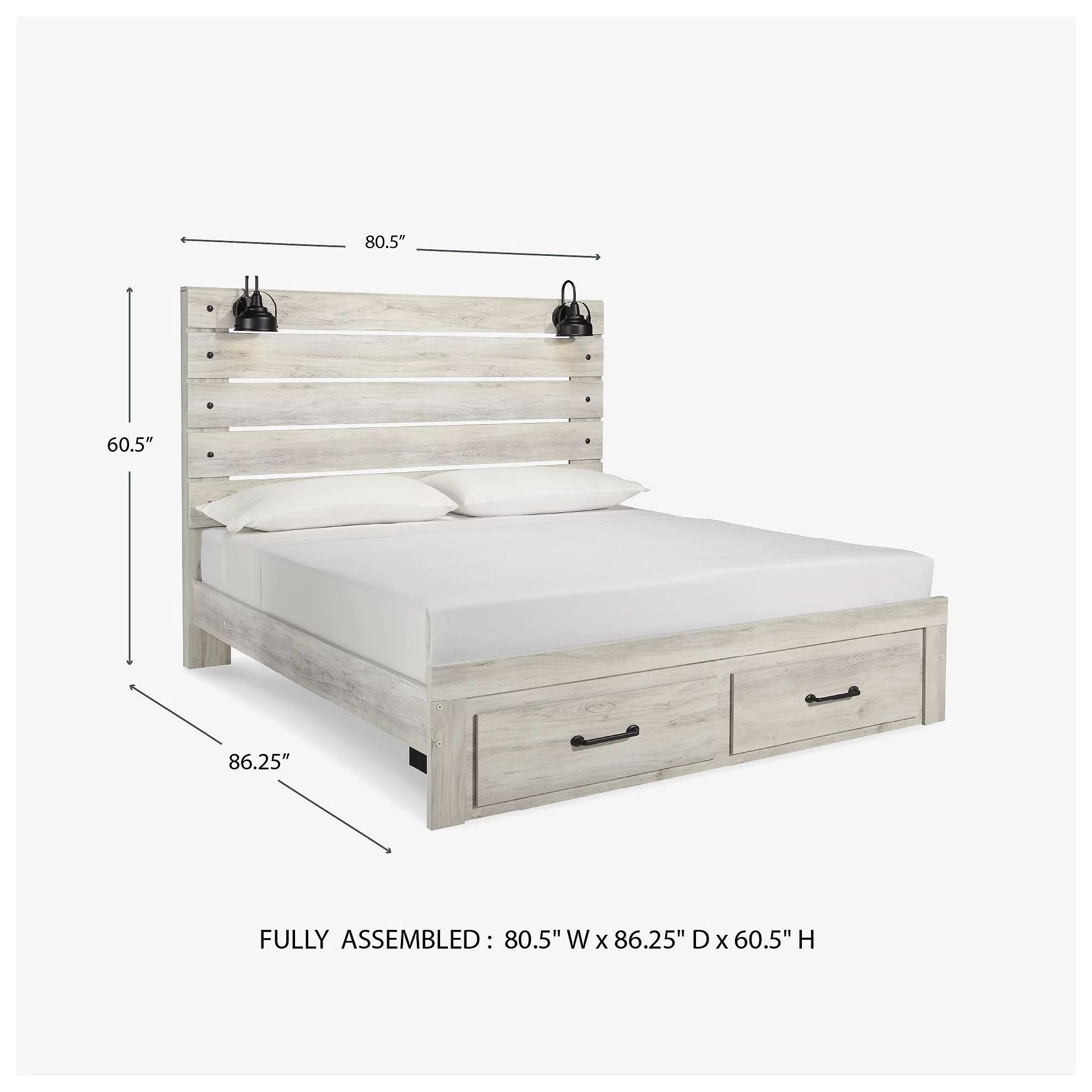 Cambeck Whitewash King Panel Storage Bed