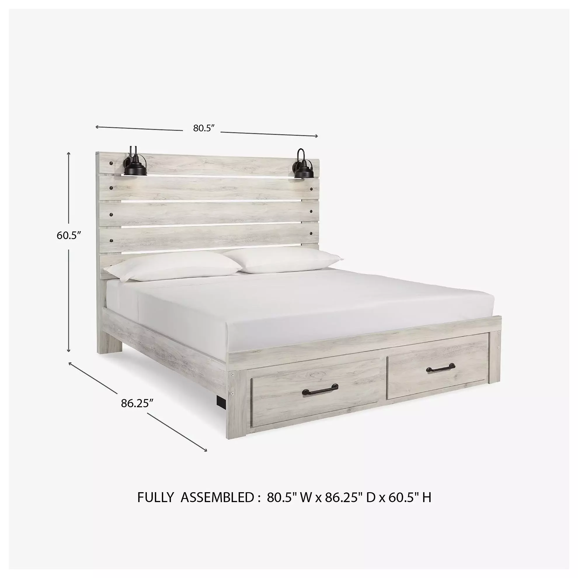 Cambeck Whitewash King Panel Storage Bed