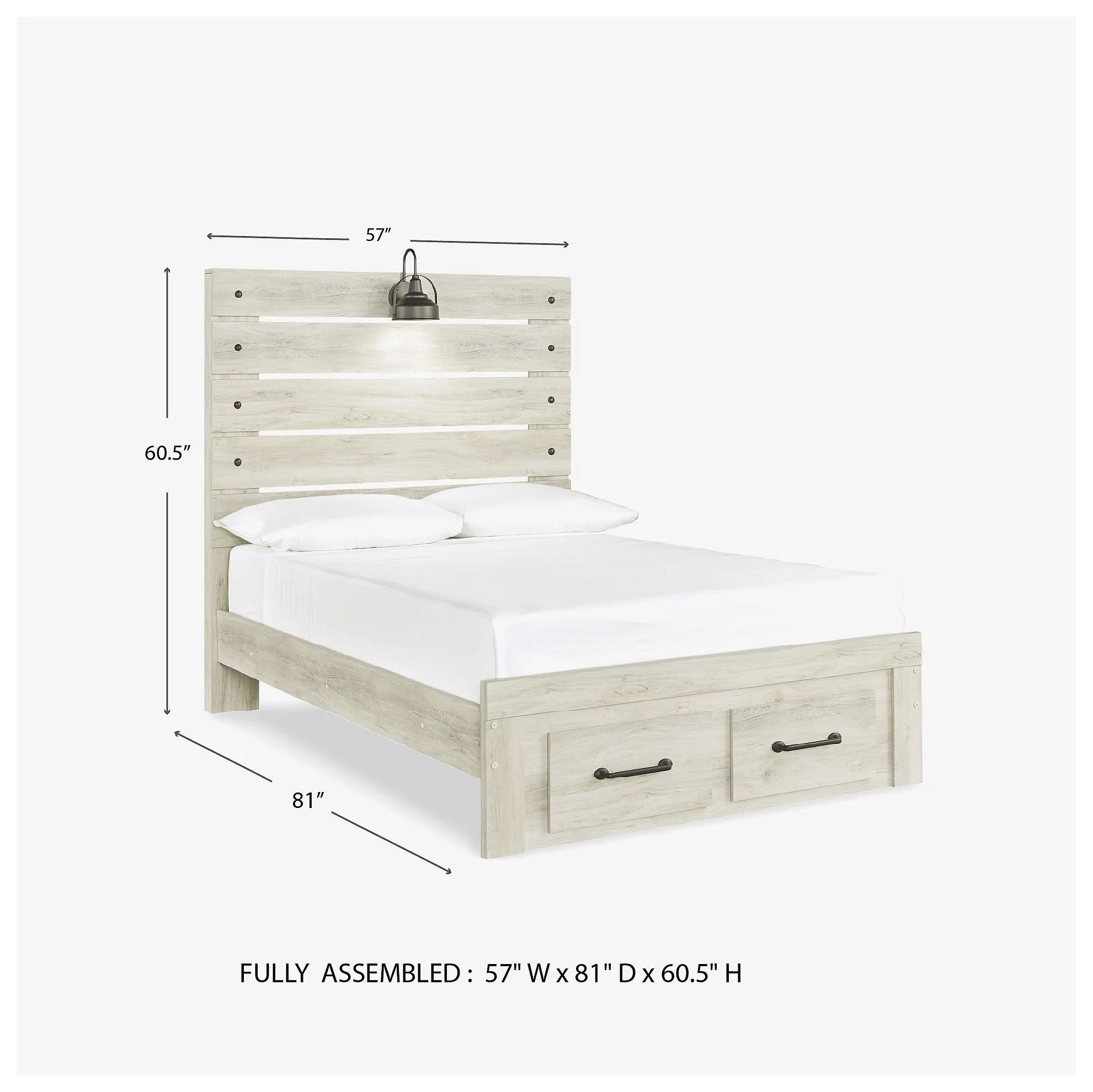 Cambeck Whitewash Full Panel Storage Bed