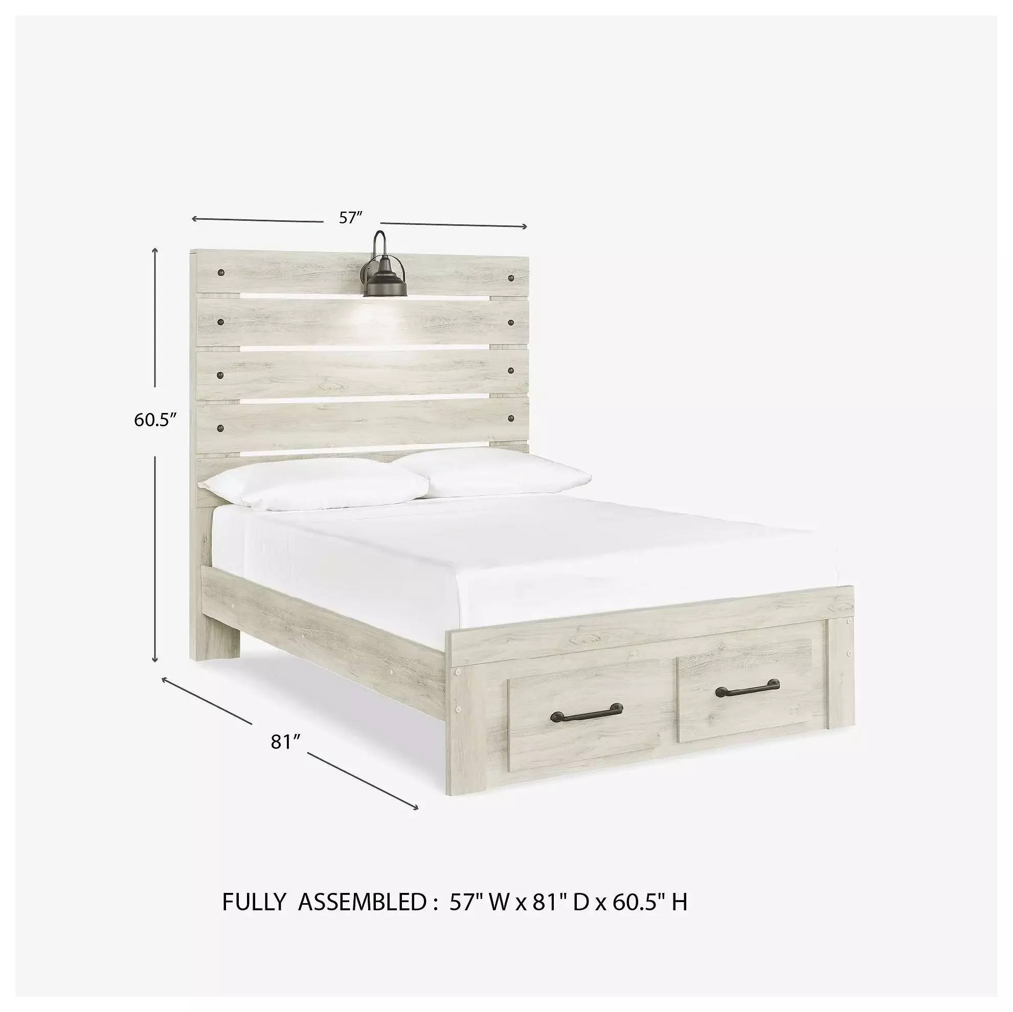 Cambeck Whitewash Full Panel Storage Bed