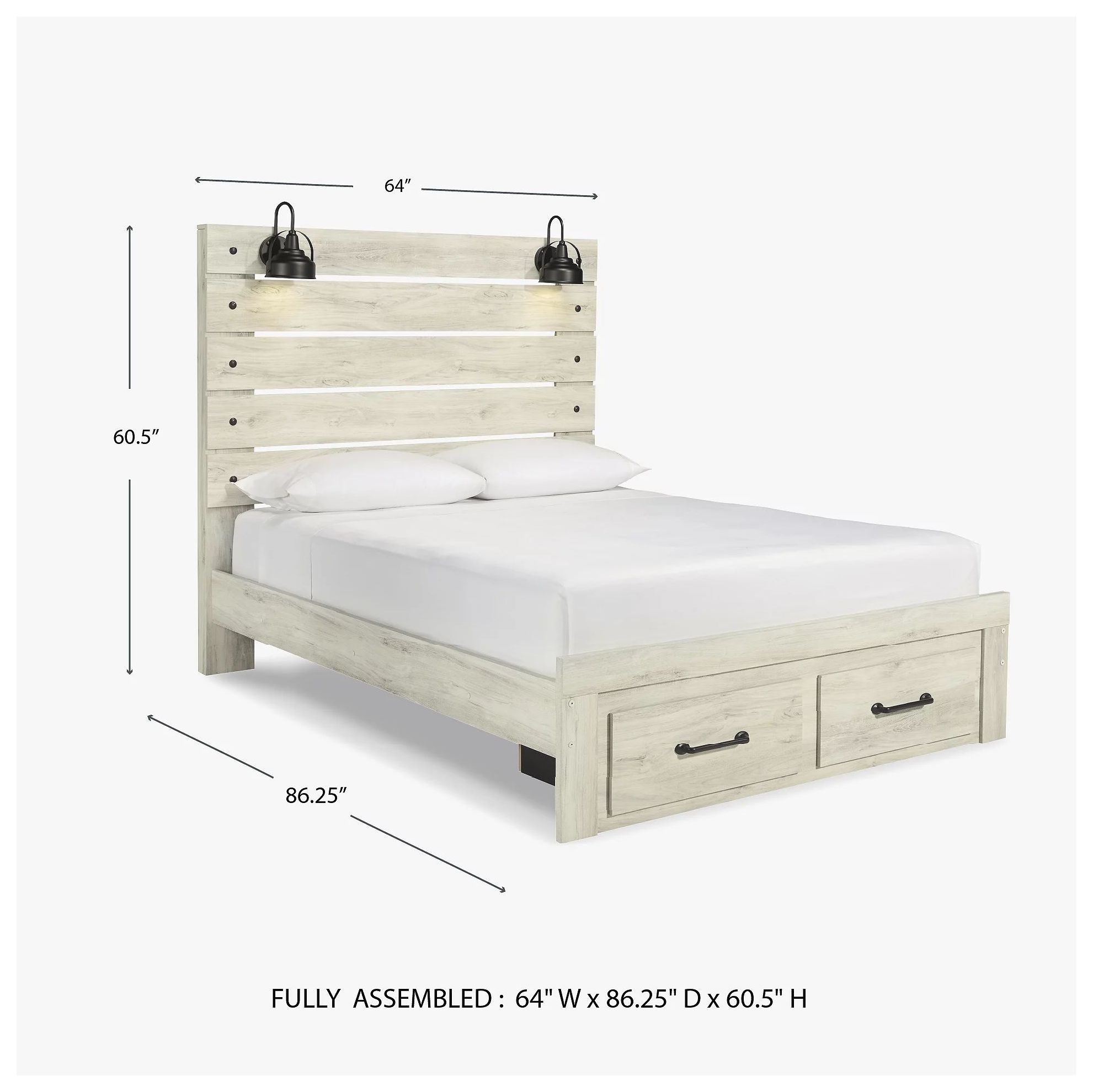 Cambeck Whitewash Queen Panel Storage Bed