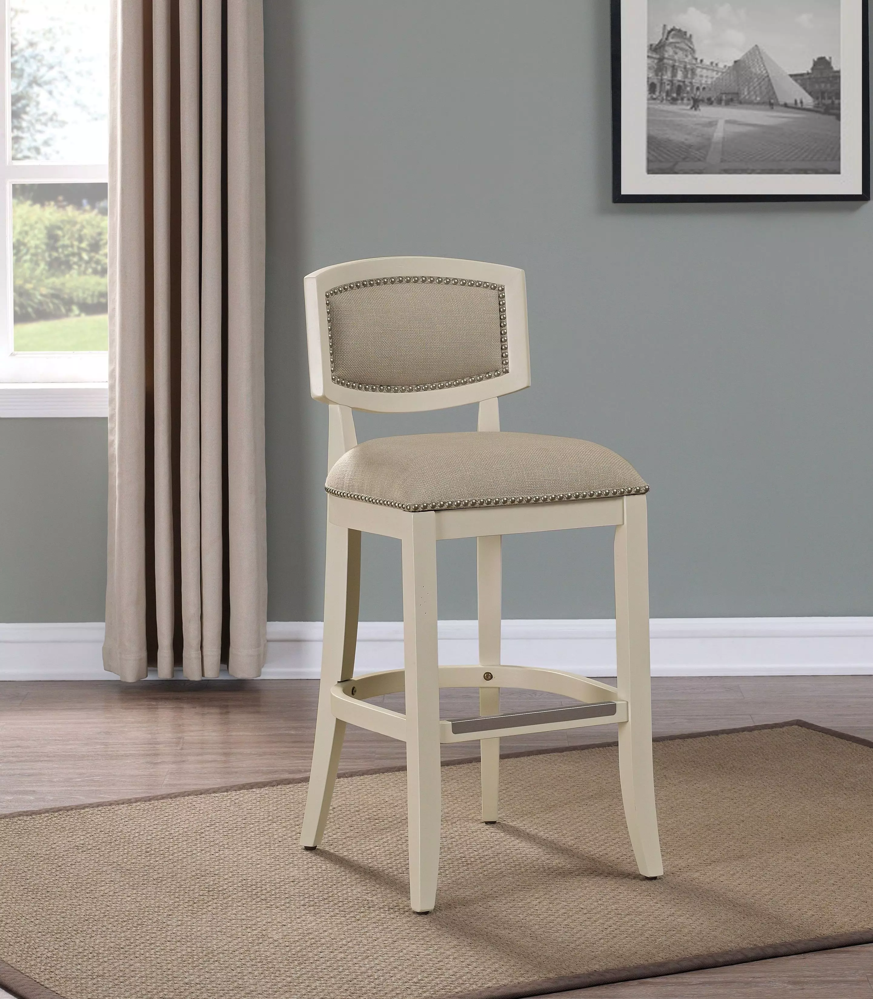 Beverly Off White Stool with Back