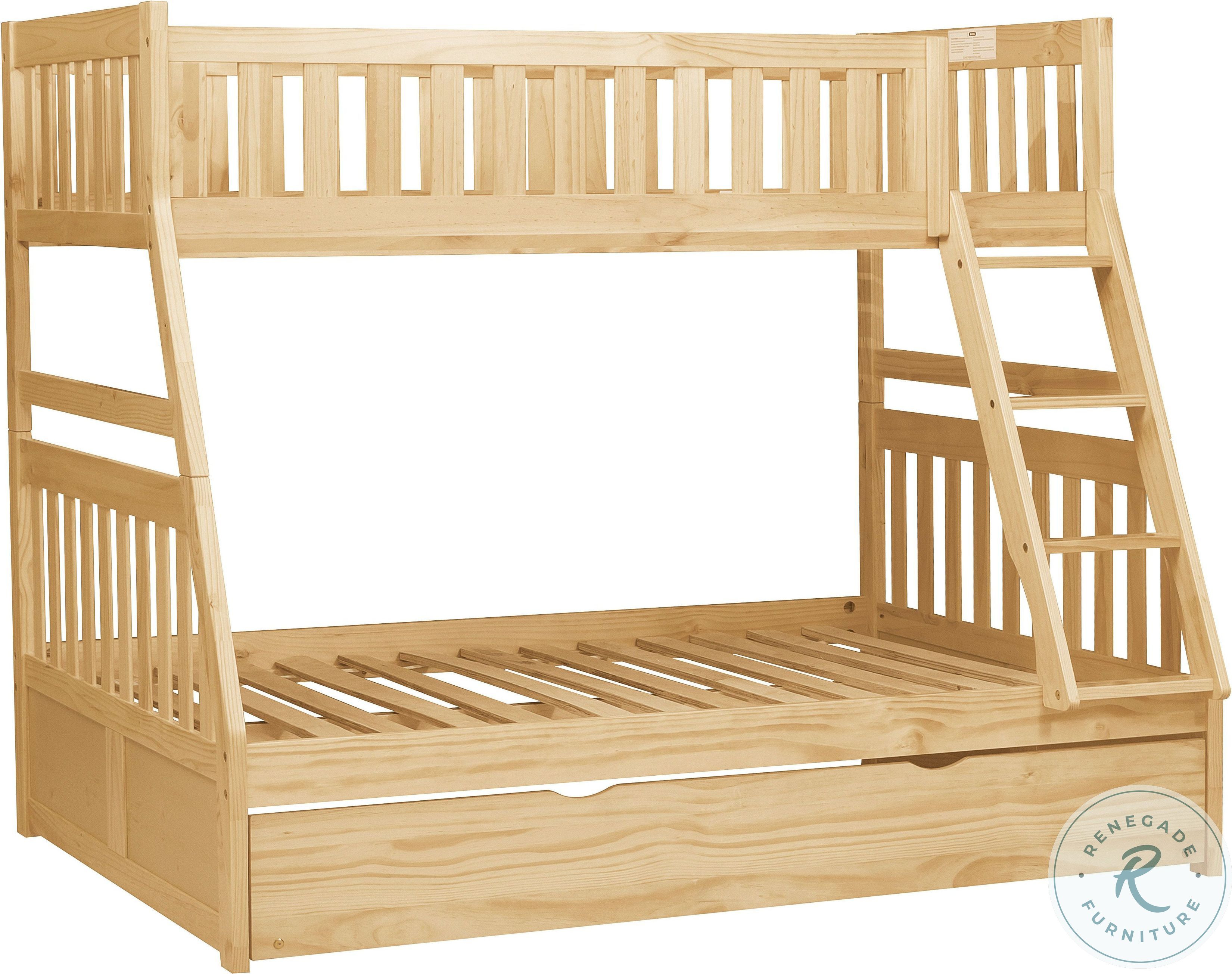 Bartly Natural Pine Twin Over Full Bunk Bed With Twin Trundle From ...
