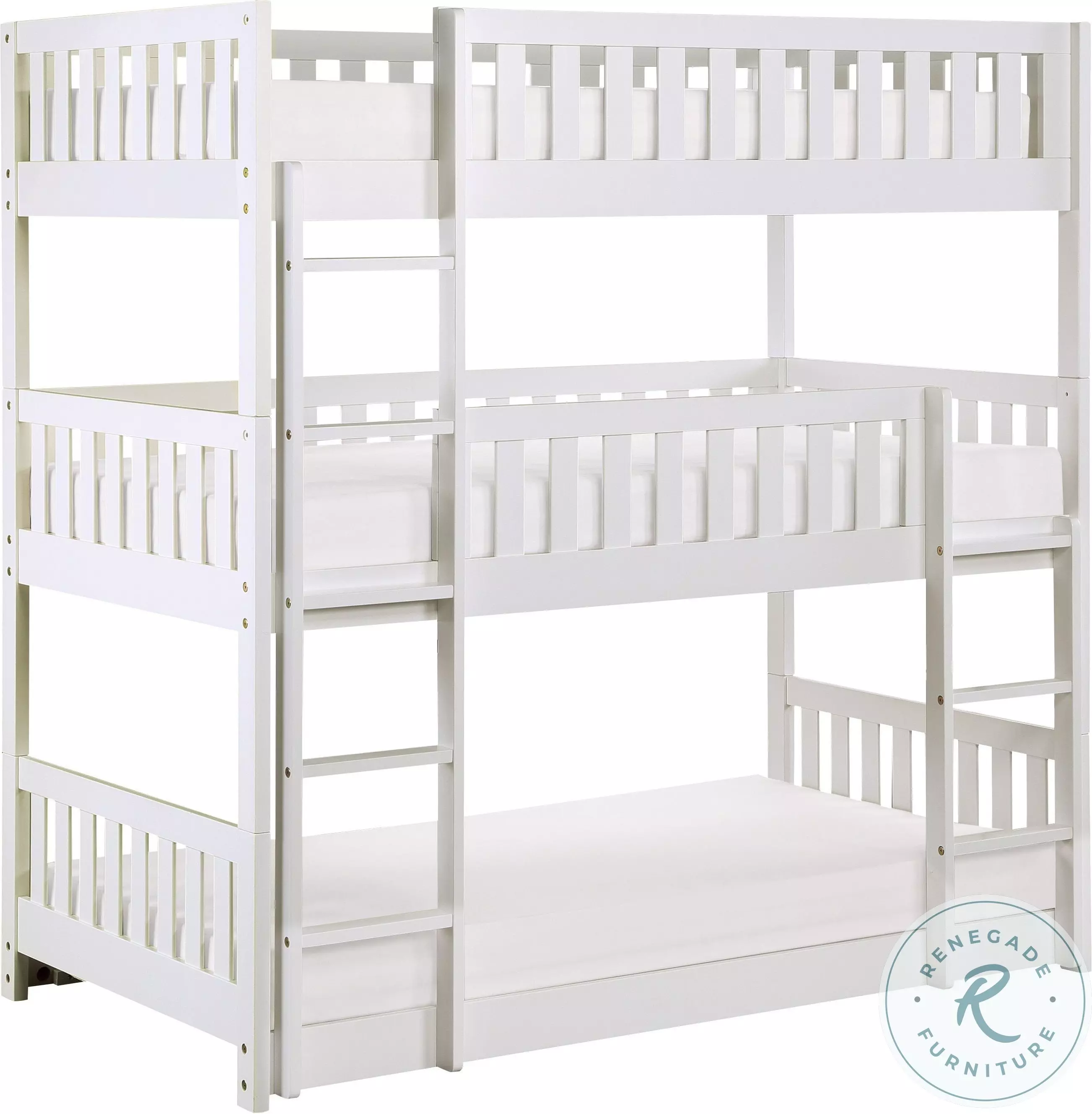 Galen White Triple Bunk Bed From Homelegance | Coleman Furniture