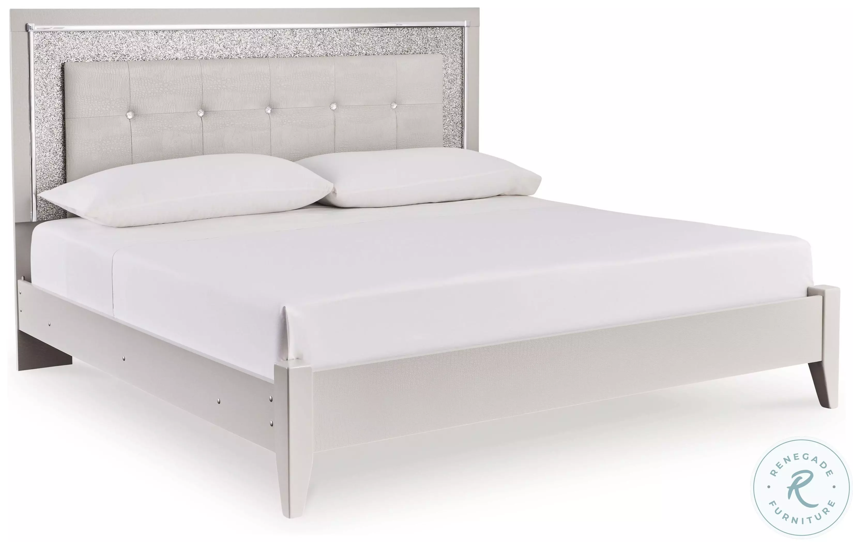Zyniden Silver Upholstered Panel Bedroom Set From Ashley